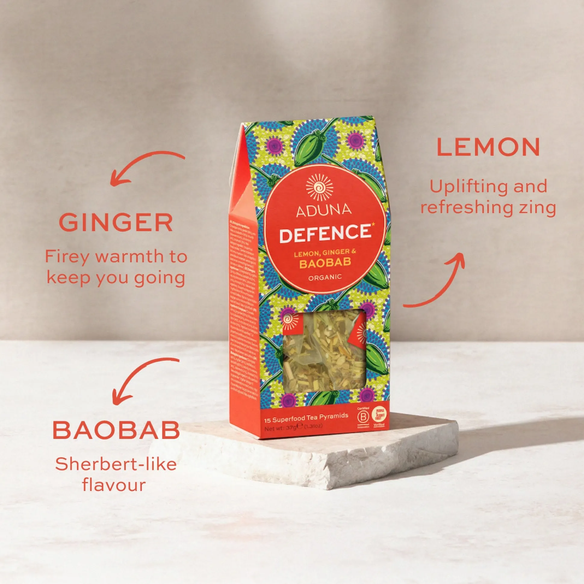 Aduna Defence Baobab Tea with Lemon & Ginger 15 bags
