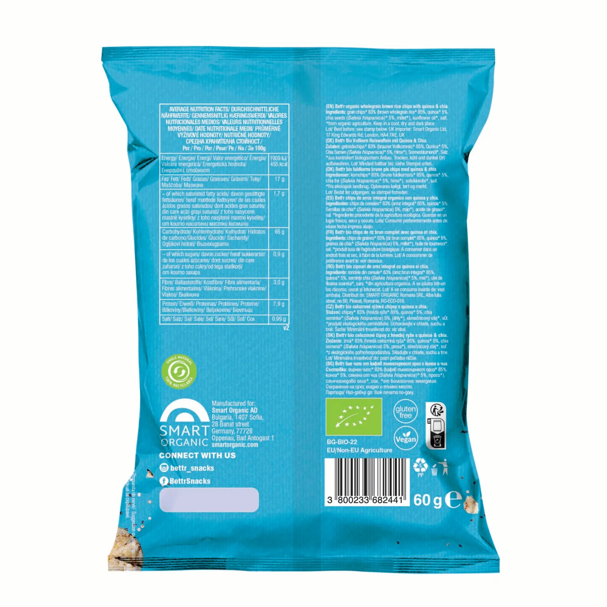 Bett’r Brown Rice Chips Chia & Quinoa 60g