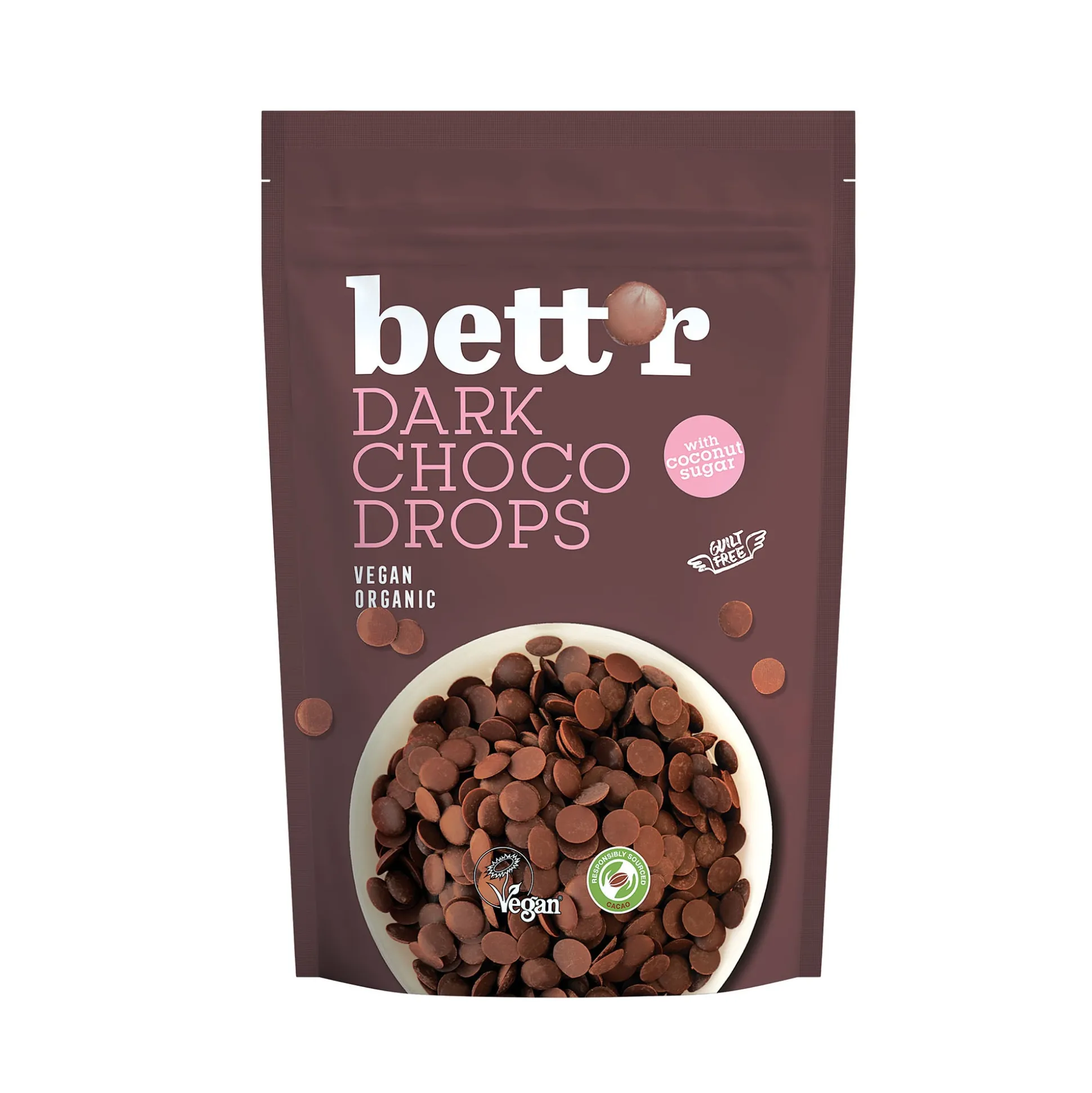 Bett’r Choco Dark Choco Drops, 66% Peruvian Cacao 200g