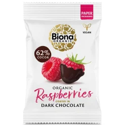 Biona Organic Dark Chocolate Coated Raspberries 45g