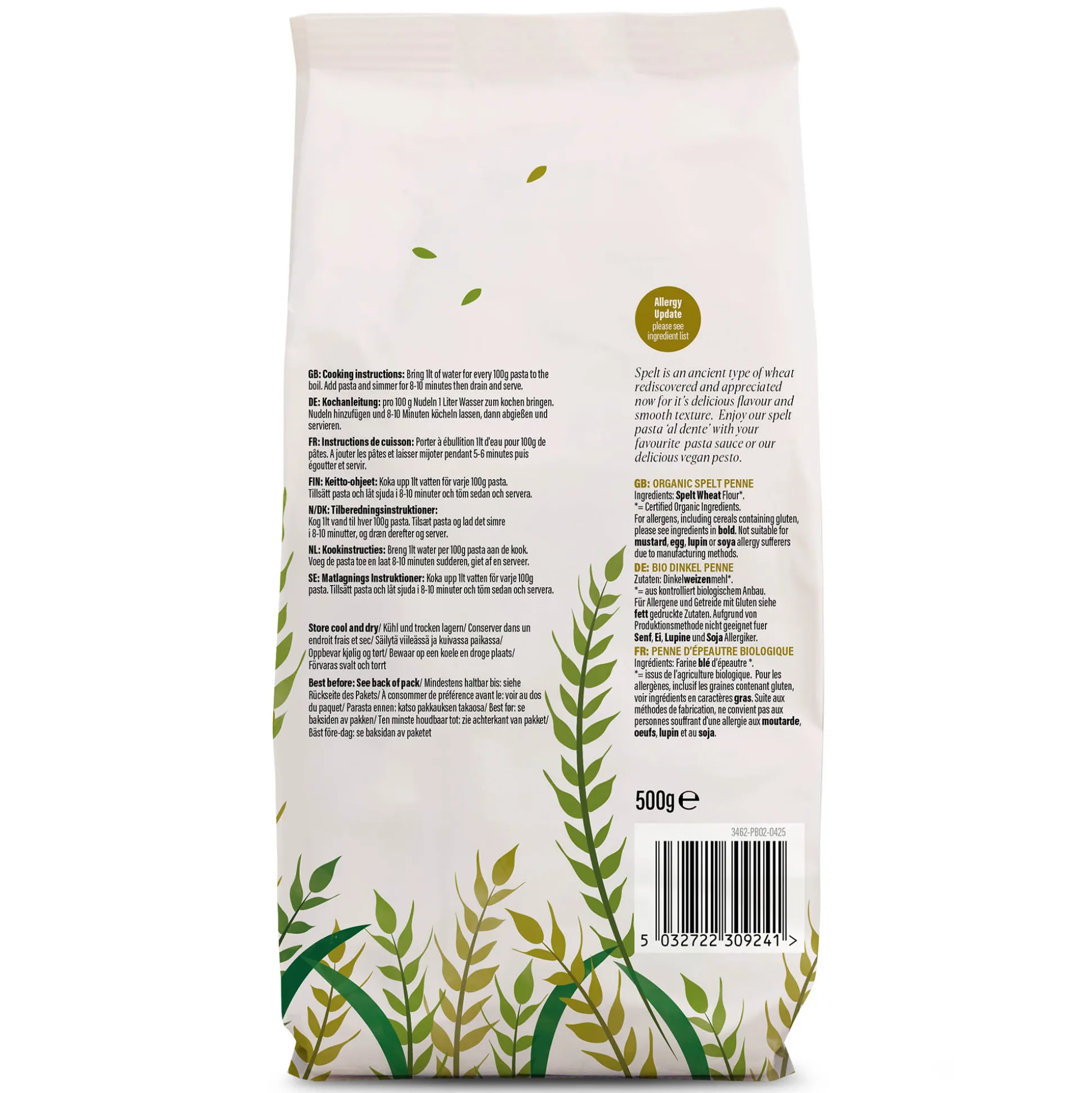 Biona Organic Spelt White Penne 500g