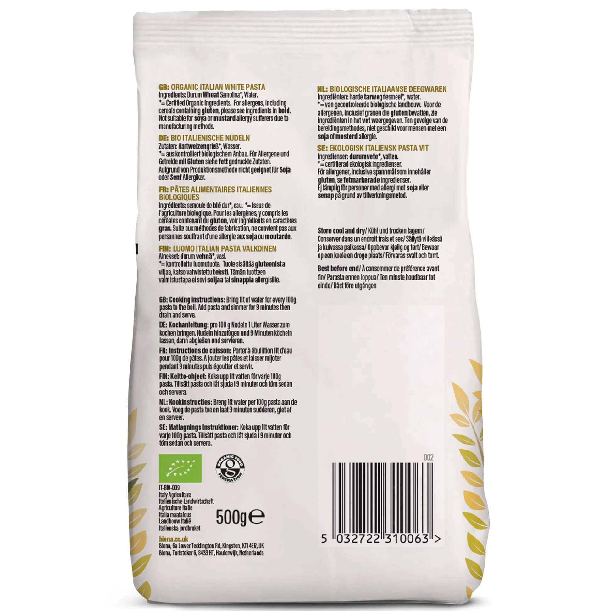 Biona Organic White Macaroni 500g