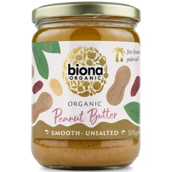 Biona Peanut Butter Organic Smooth no Salt 500g