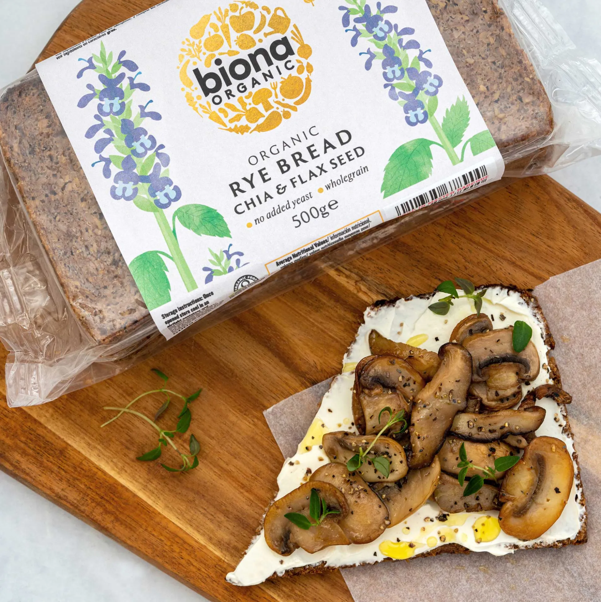 Biona Rye Chia Flax Bread 500g