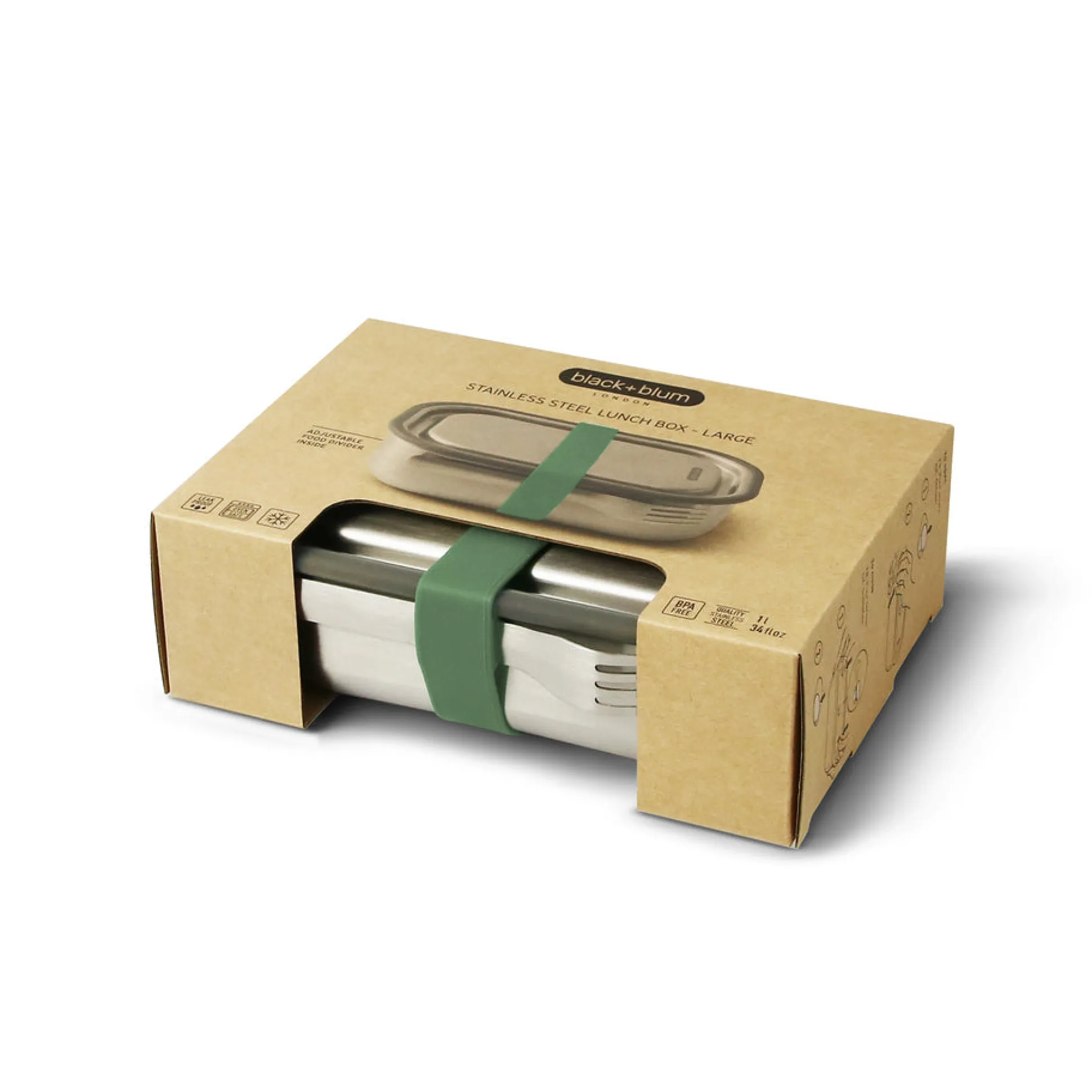 Black+Blum Stainless Steel Lunch Box- Olive 1L