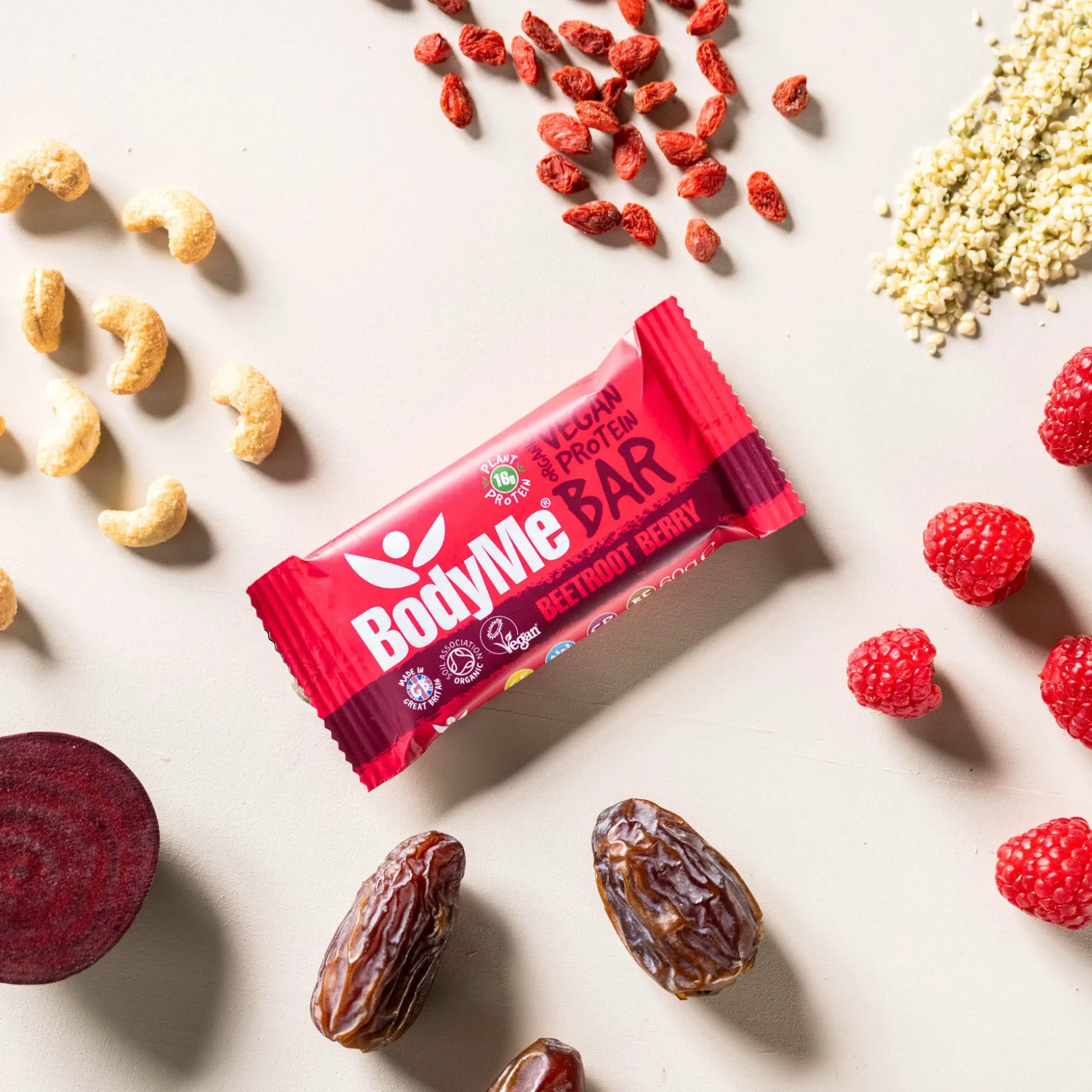 BodyMe Organic Beetroot Berry Vegan Protein Bar 60g