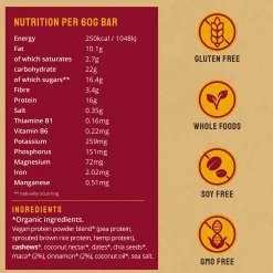 BodyMe Organic Maca Cinnamon Vegan Protein Bar 60g