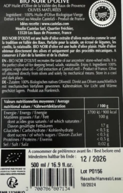 CastelineS Noir d'Olive Virgin olive Oil 500ml