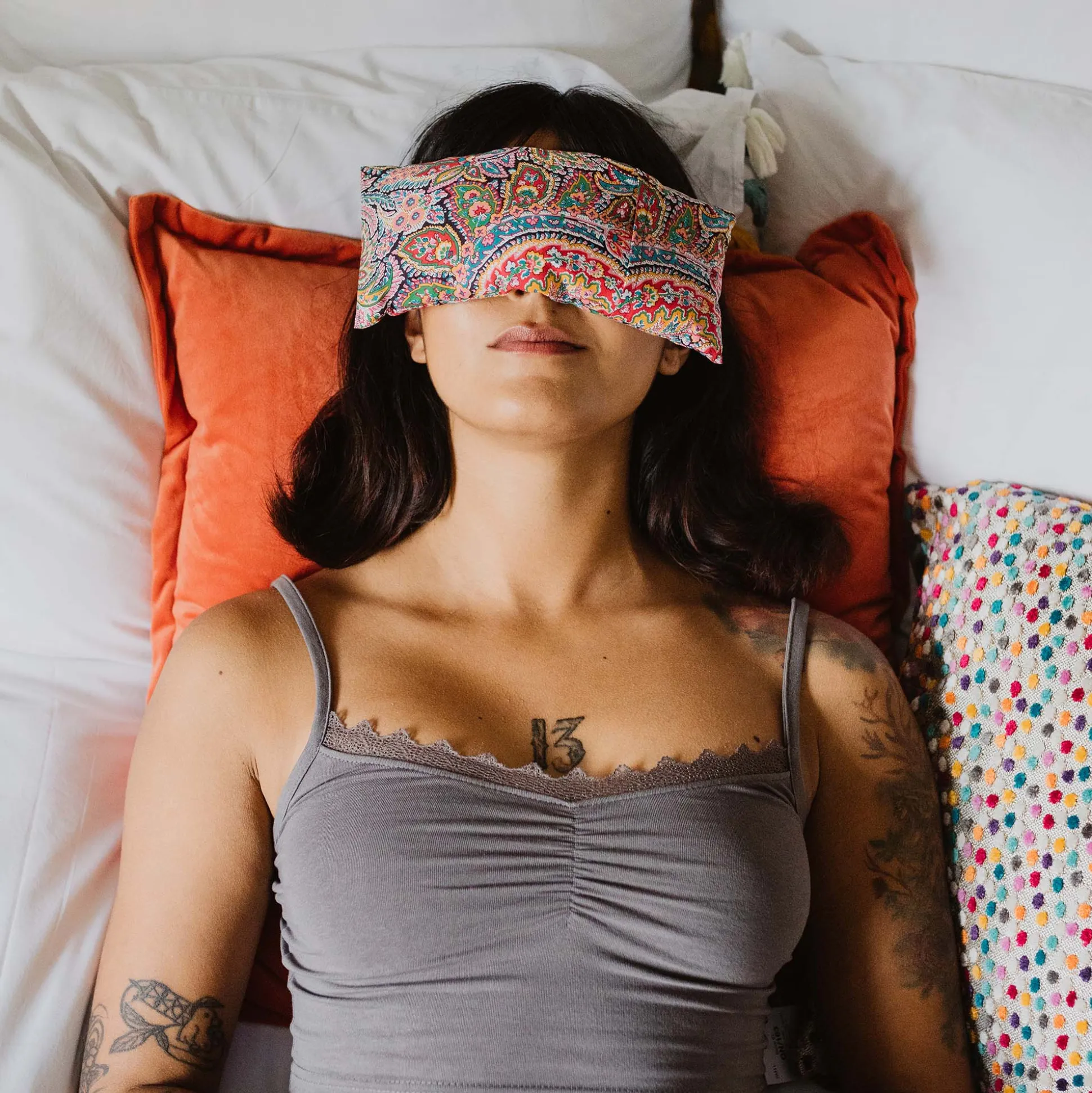 Clarity Blend Aromatherapy Relaxation Eye Pillow Green Garden Pattern 200g