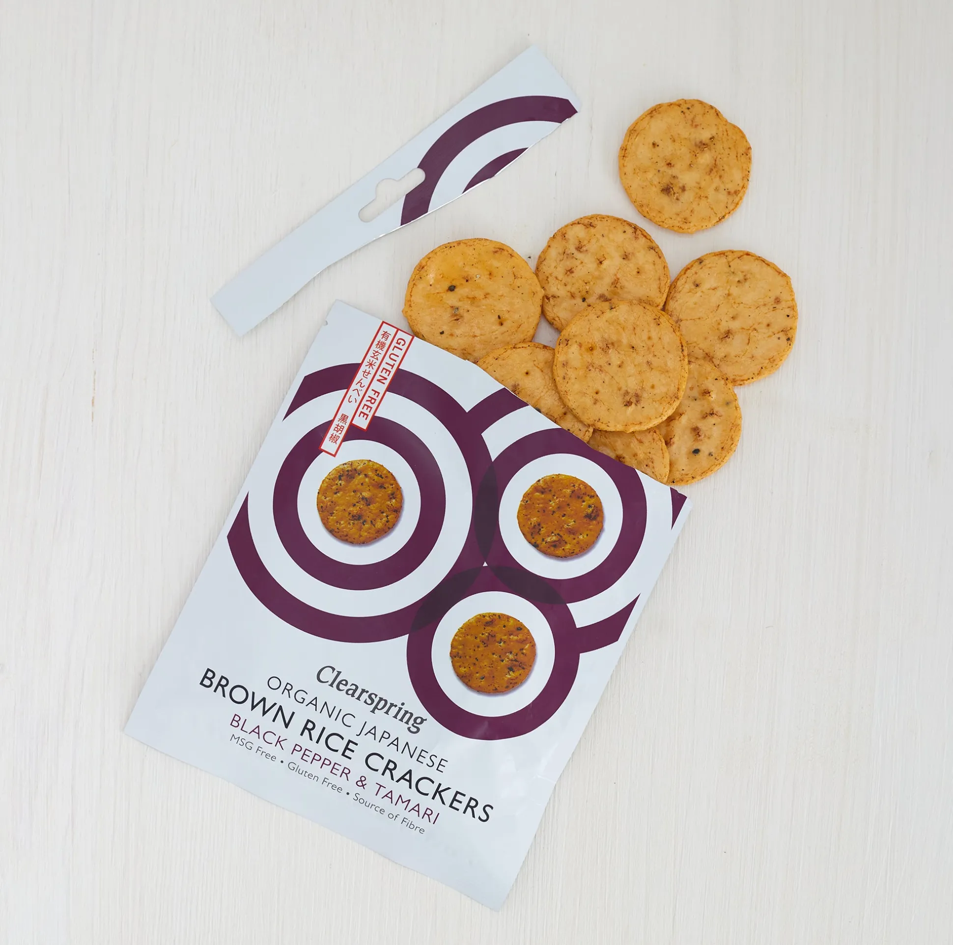 Clearspring Brown Rice Crackers Tamari & Black Pepper 40g