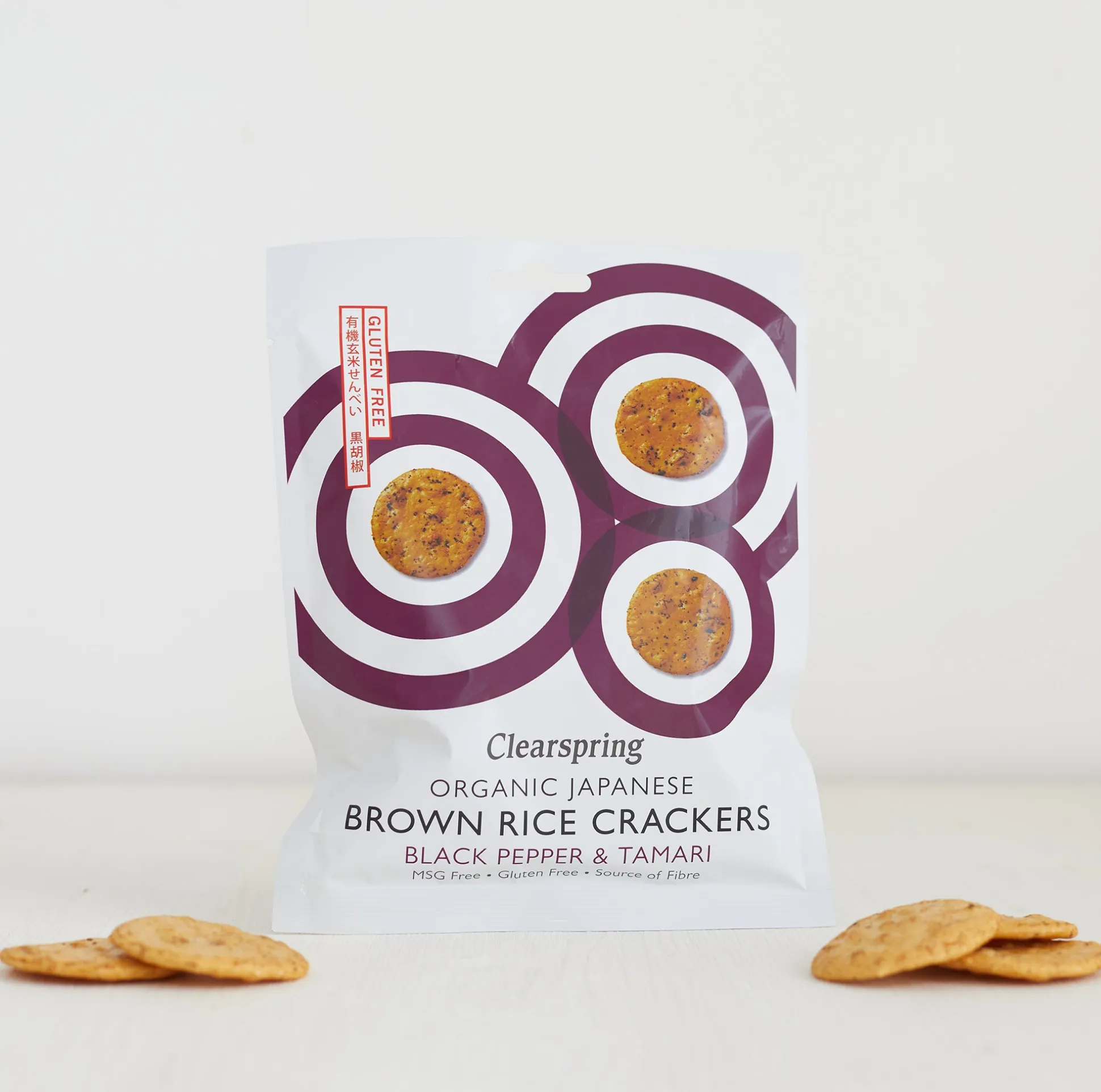 Clearspring Brown Rice Crackers Tamari & Black Pepper 40g