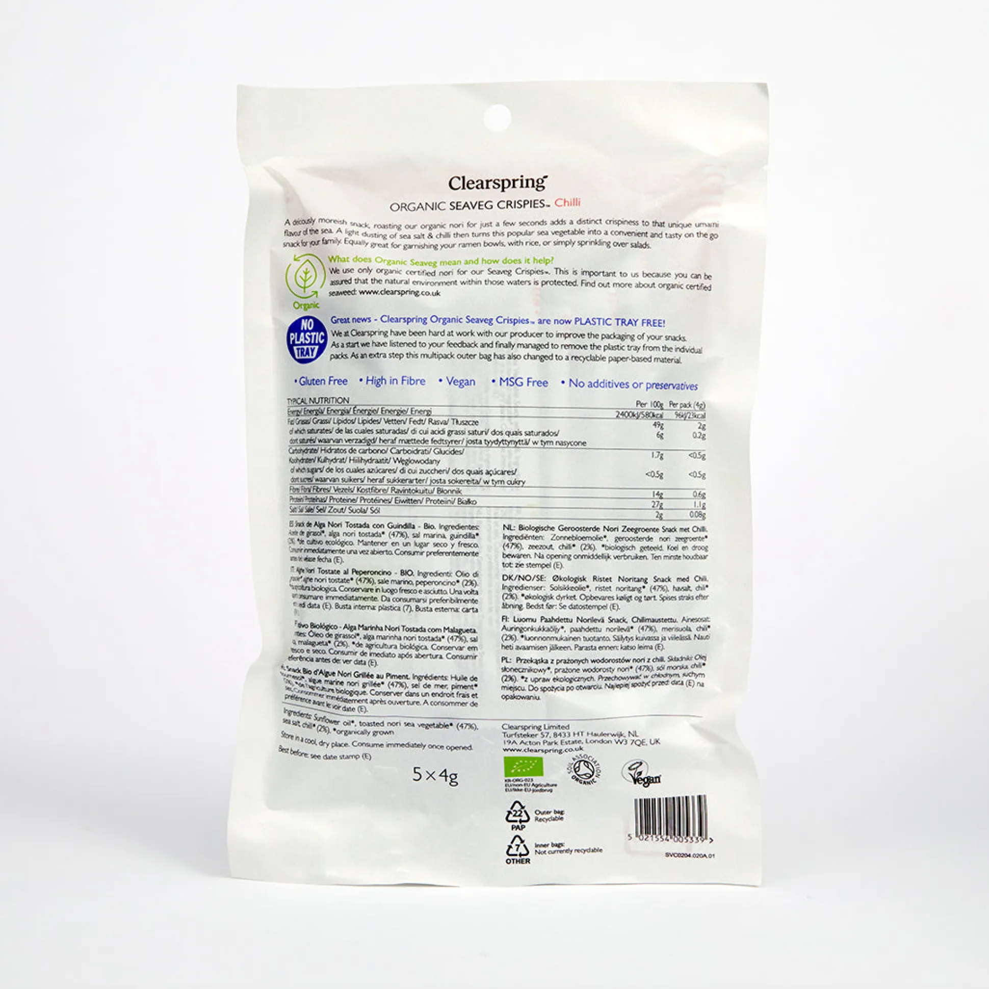 Clearspring Seaveg Crispies Chilli Multipack 5x4g