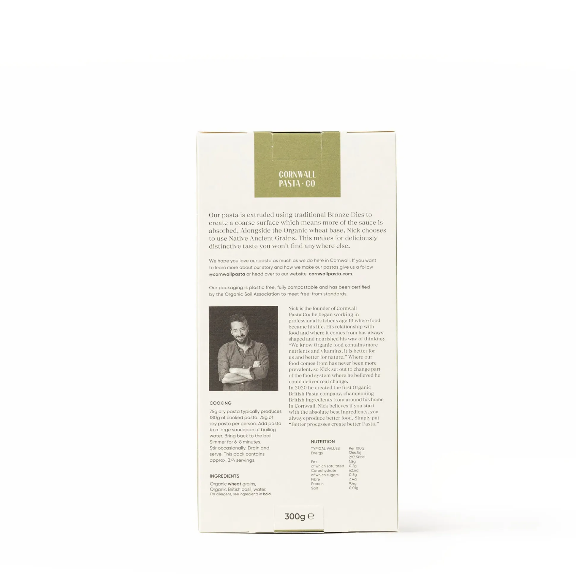Cornwall Pasta Co Organic Basil Radiators 300g