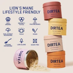 DIRTEA Lions Mane Mushroom Powder 60g (30 Servings)