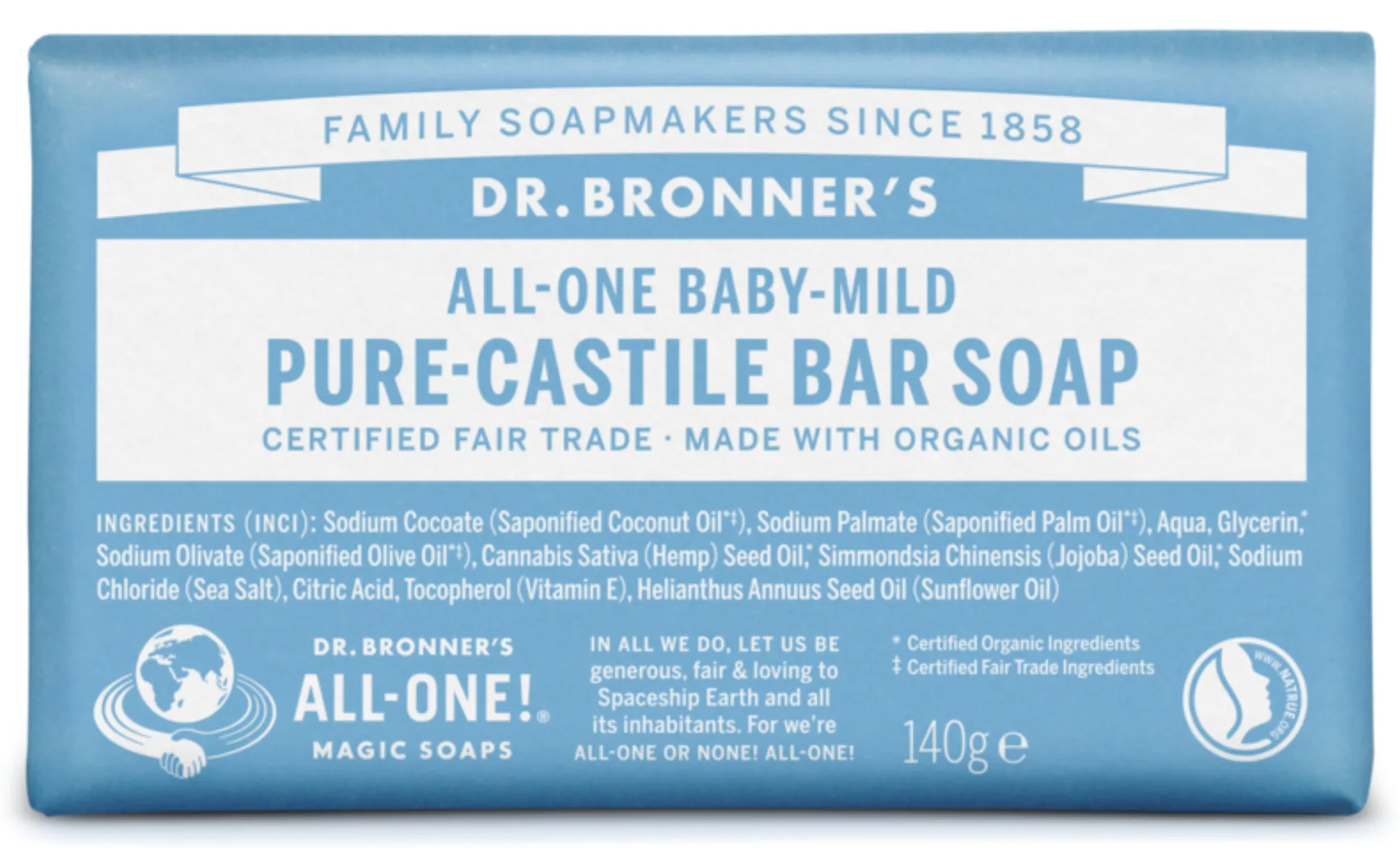 Dr Bronner's Aloe Baby Mild Soap Bar 140g