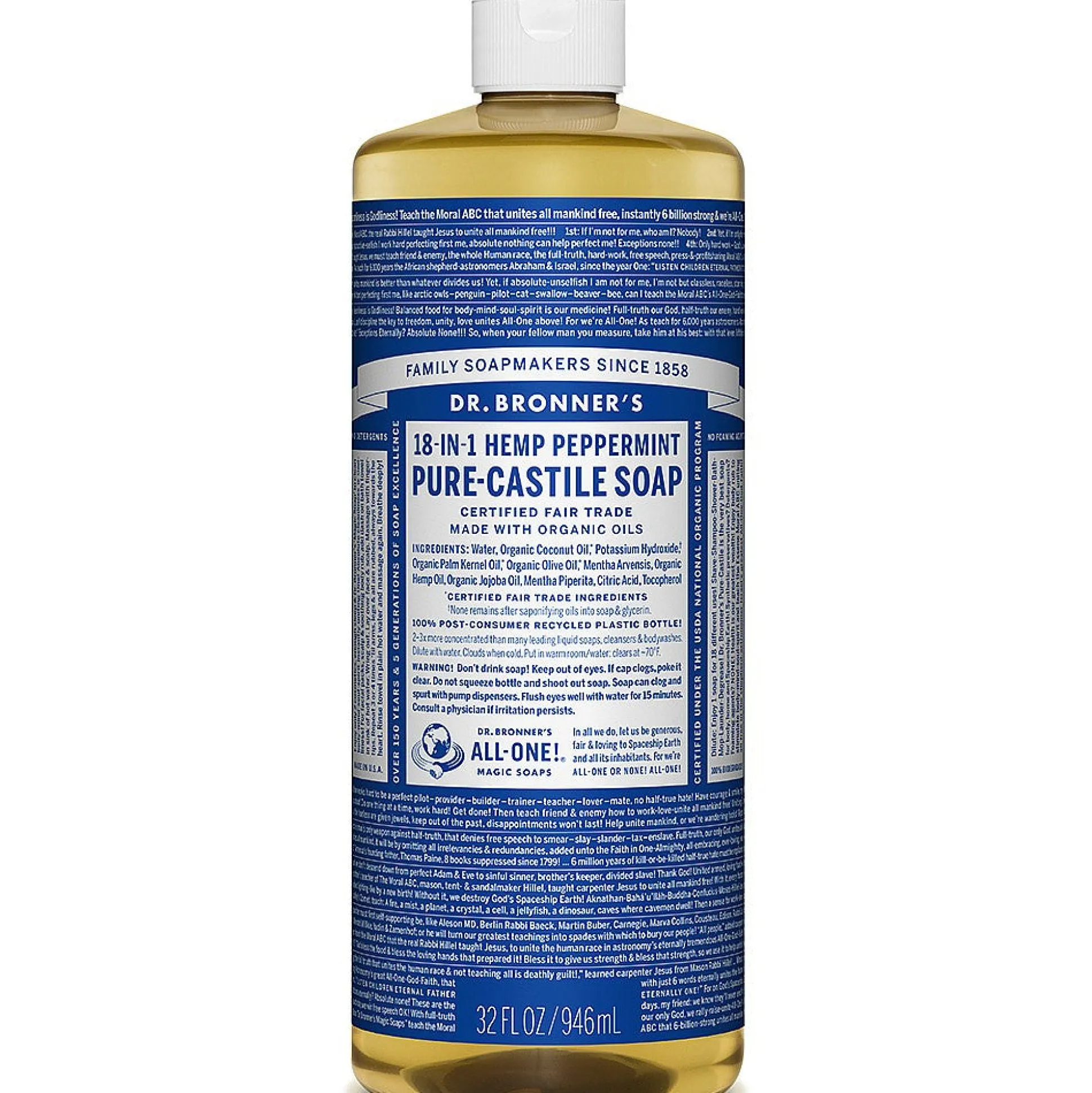 Dr Bronner's Peppermint Liquid Soap 945ml