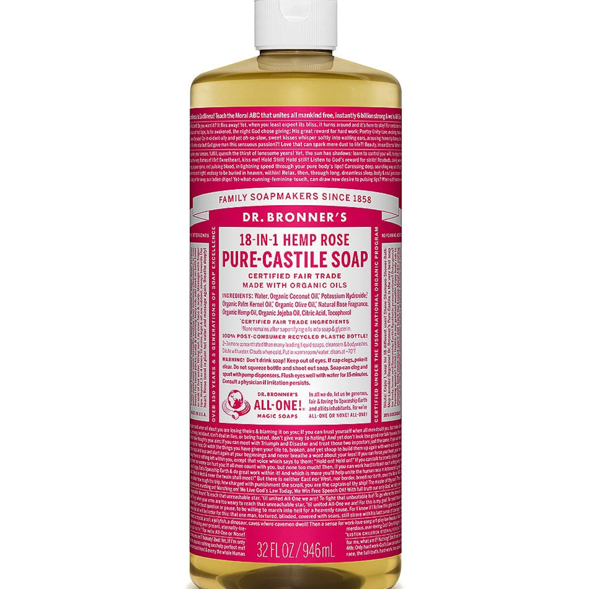 Dr Bronner's Rose Liquid Soap 945ml