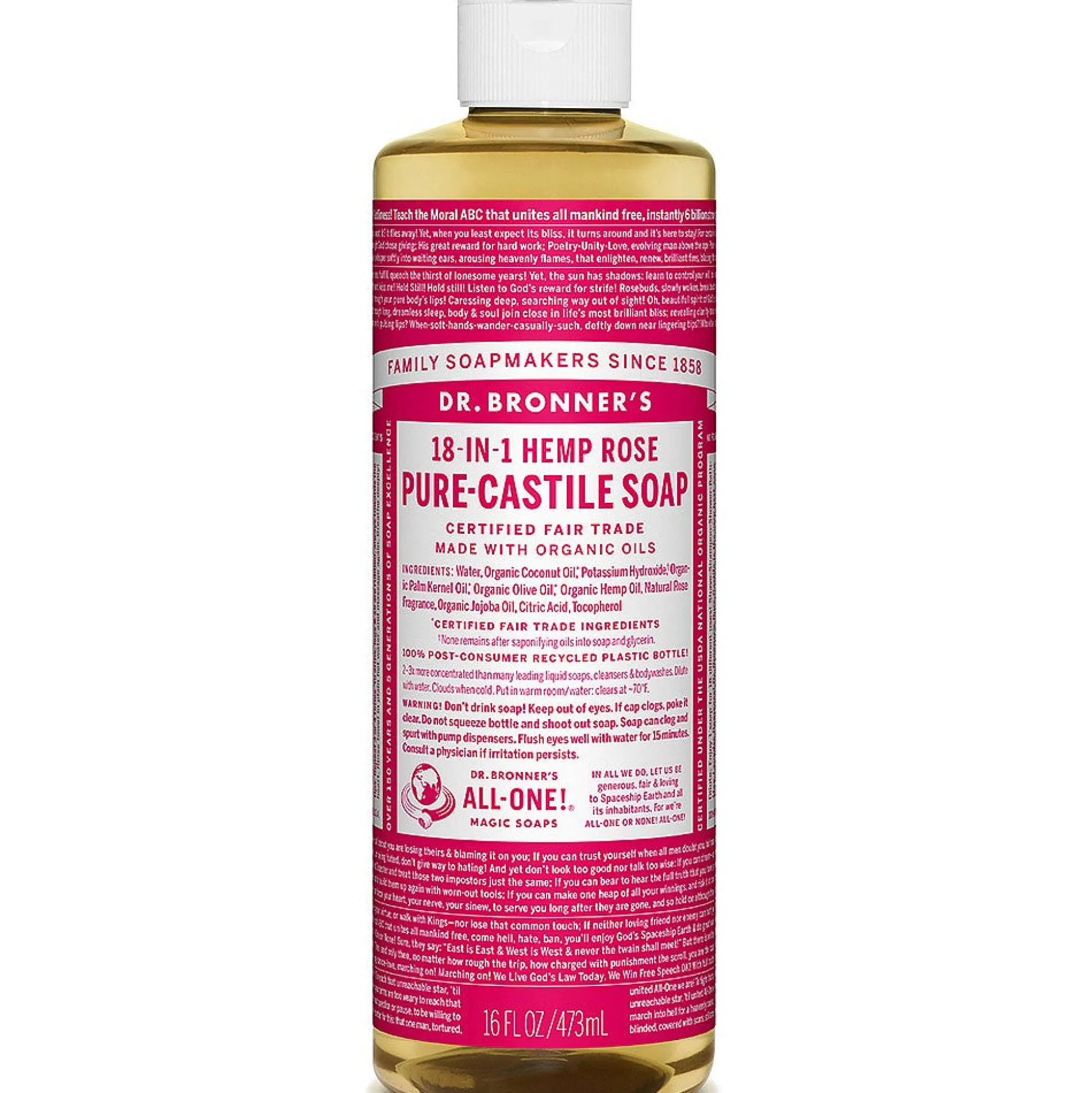 Dr Bronner's Rose Liquid Soap 475ml