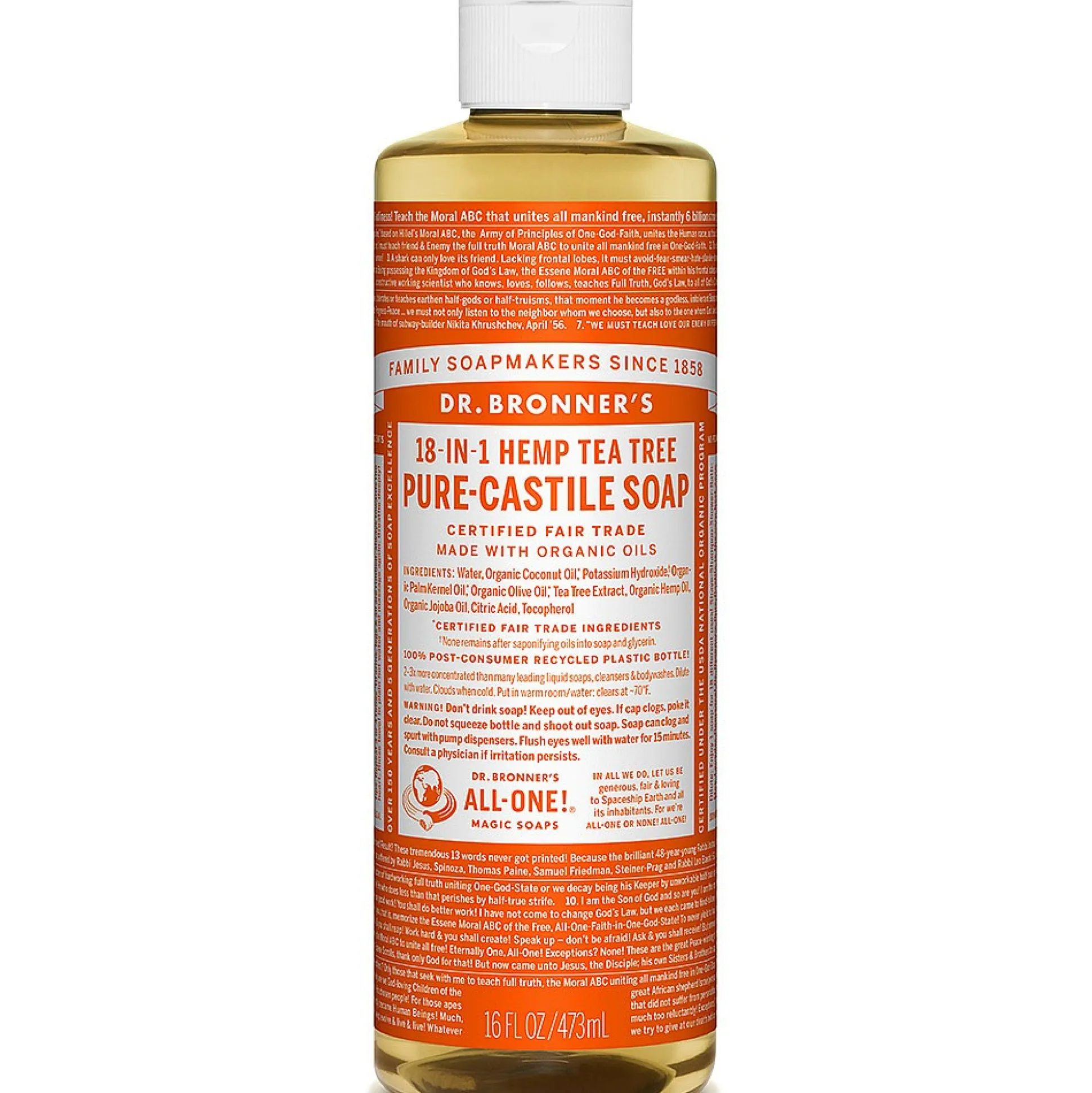 Dr Bronner's Tea Tree Castile Liquid Soap 475ml