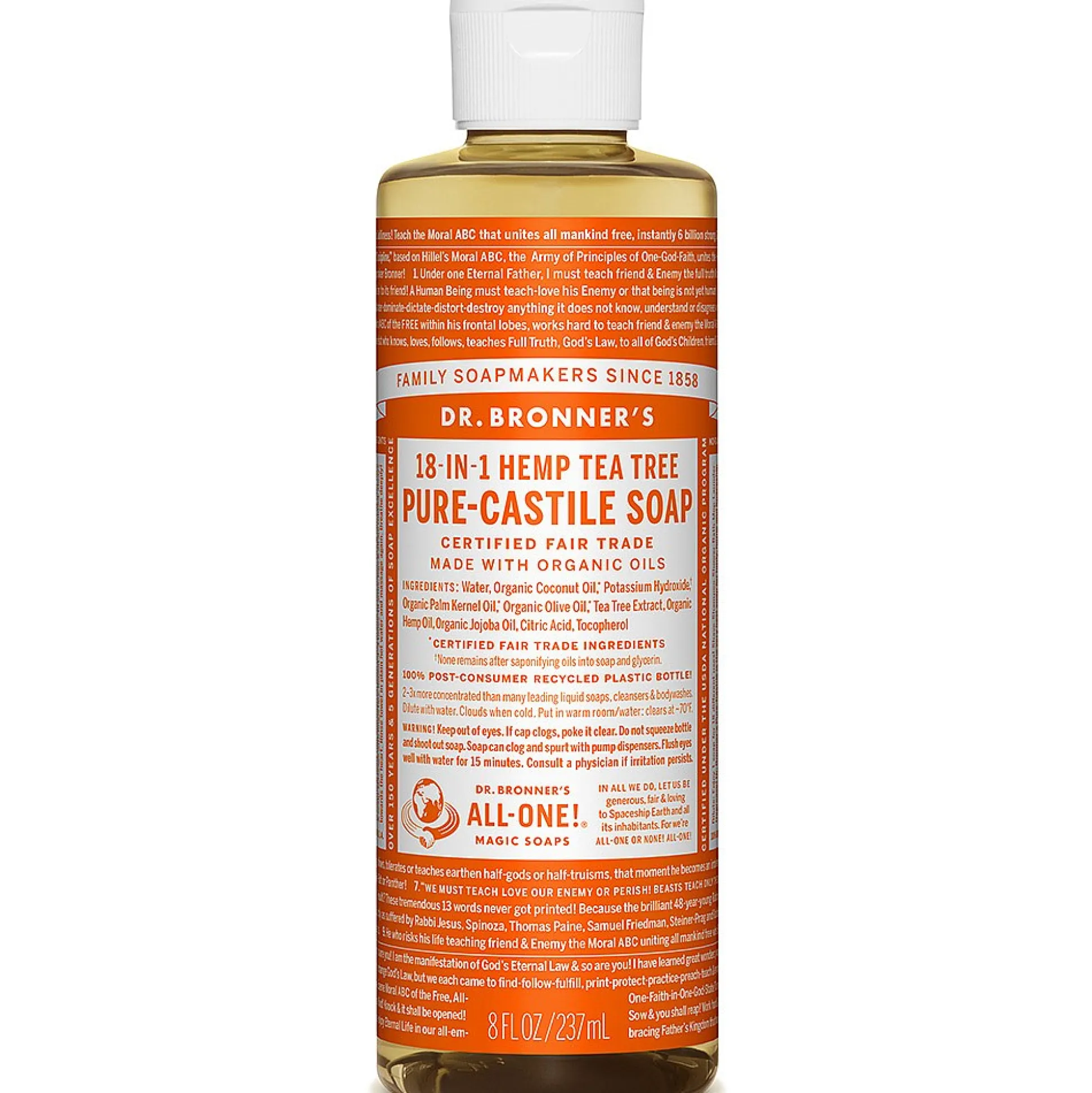 Dr Bronner's Tea Tree Castile Liquid Soap 237ml