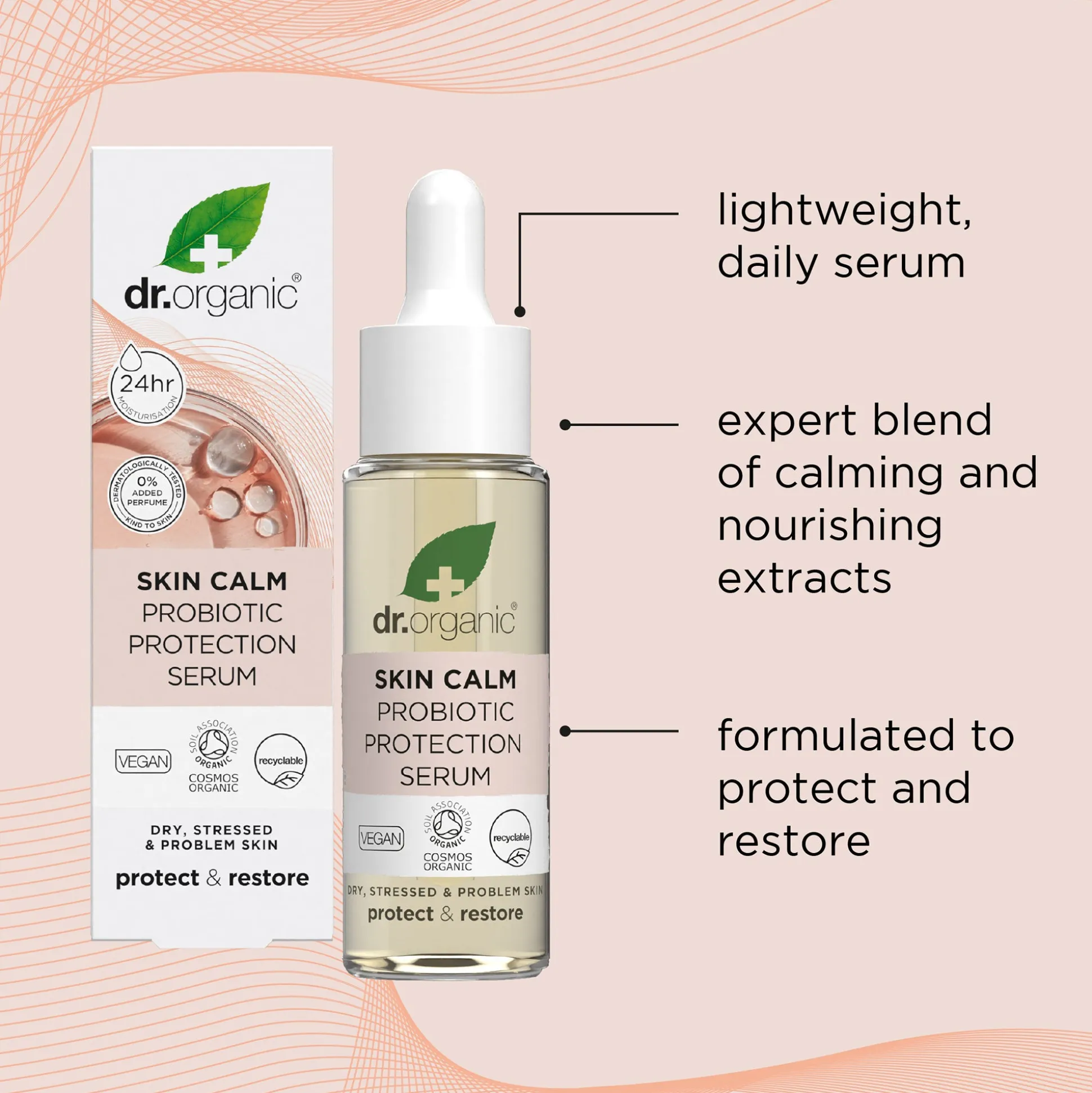 Dr Organic Skin Calm Probiotic Protection Serum 30ml