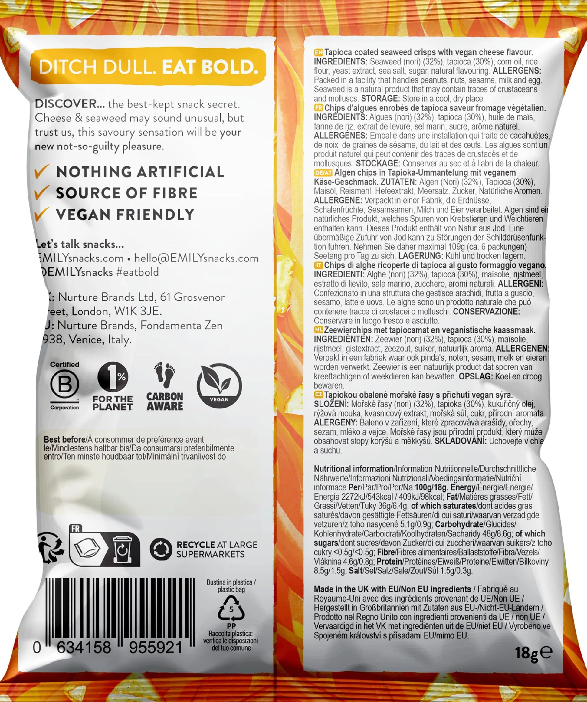 EMILY Seaweed Crisps - Cheese Flavour 18g