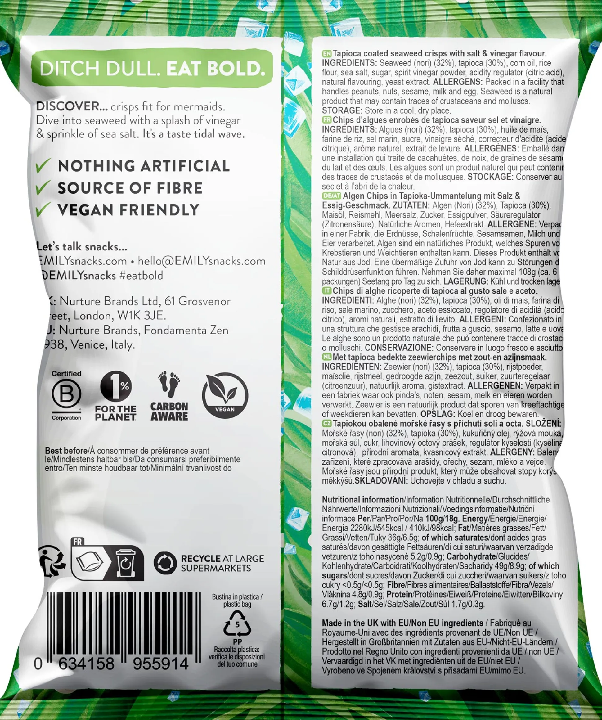 EMILY Seaweed Crisps - Salt & Vinegar 18g