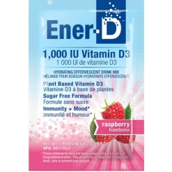 Ener-D Vit D3 1000IU Sugar Free Drink Mix - Raspberry 24 sachet