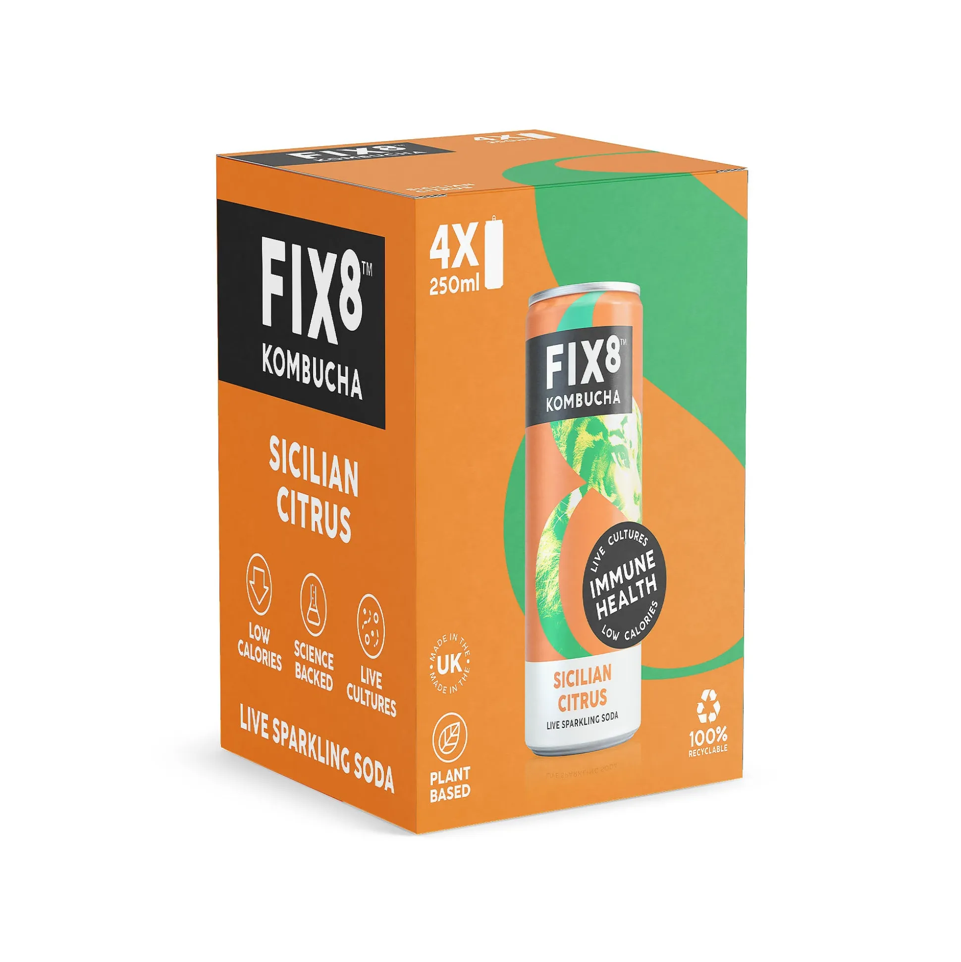 Fix8 Sicilian Citrus Kombucha Multipack 4x250ml
