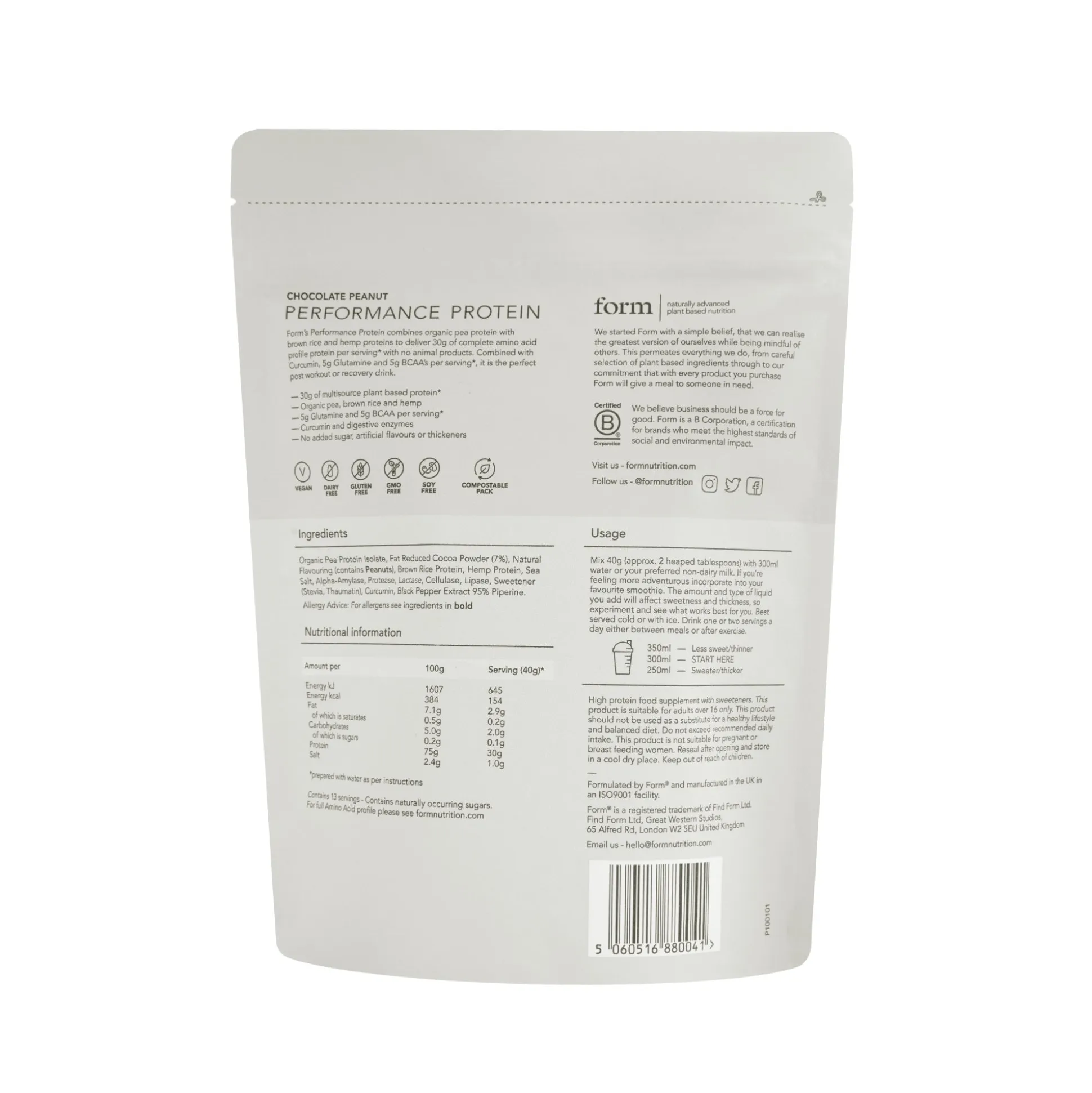 Form Performance Protein Chocolate Peanut 520g