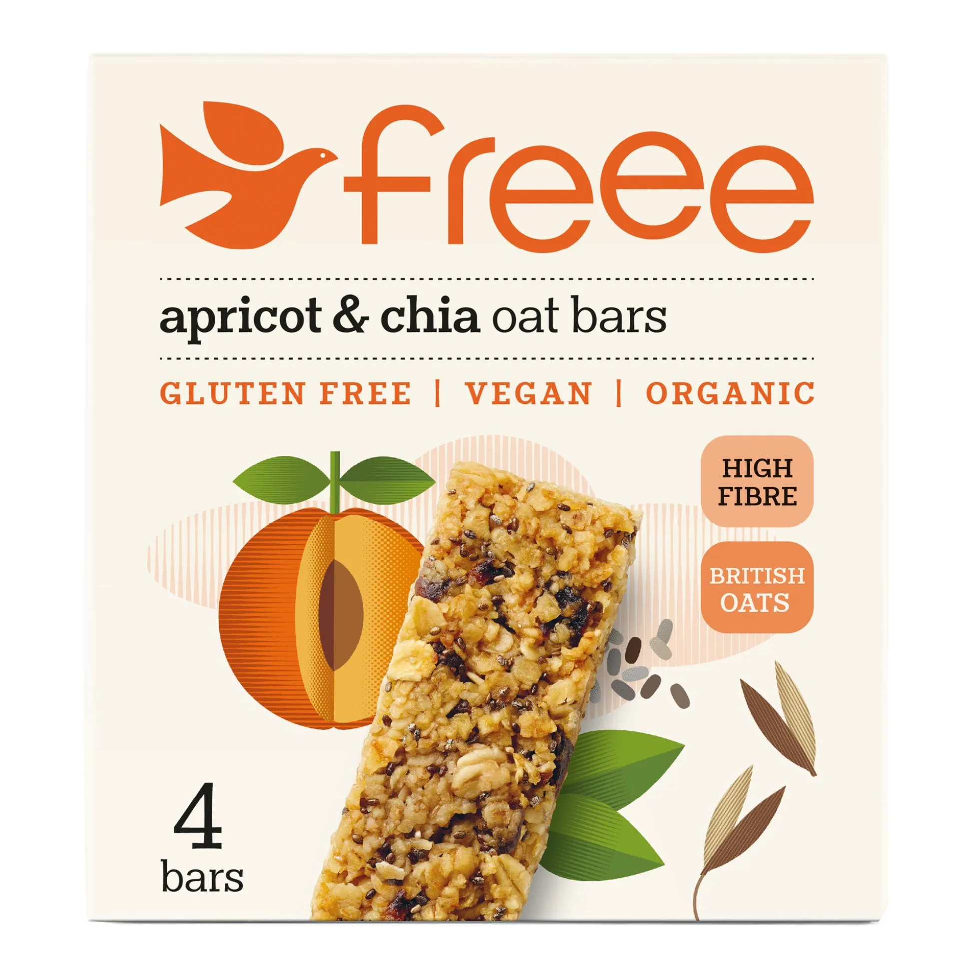 Freee Apricot & Chia Oat Bar 4x35g