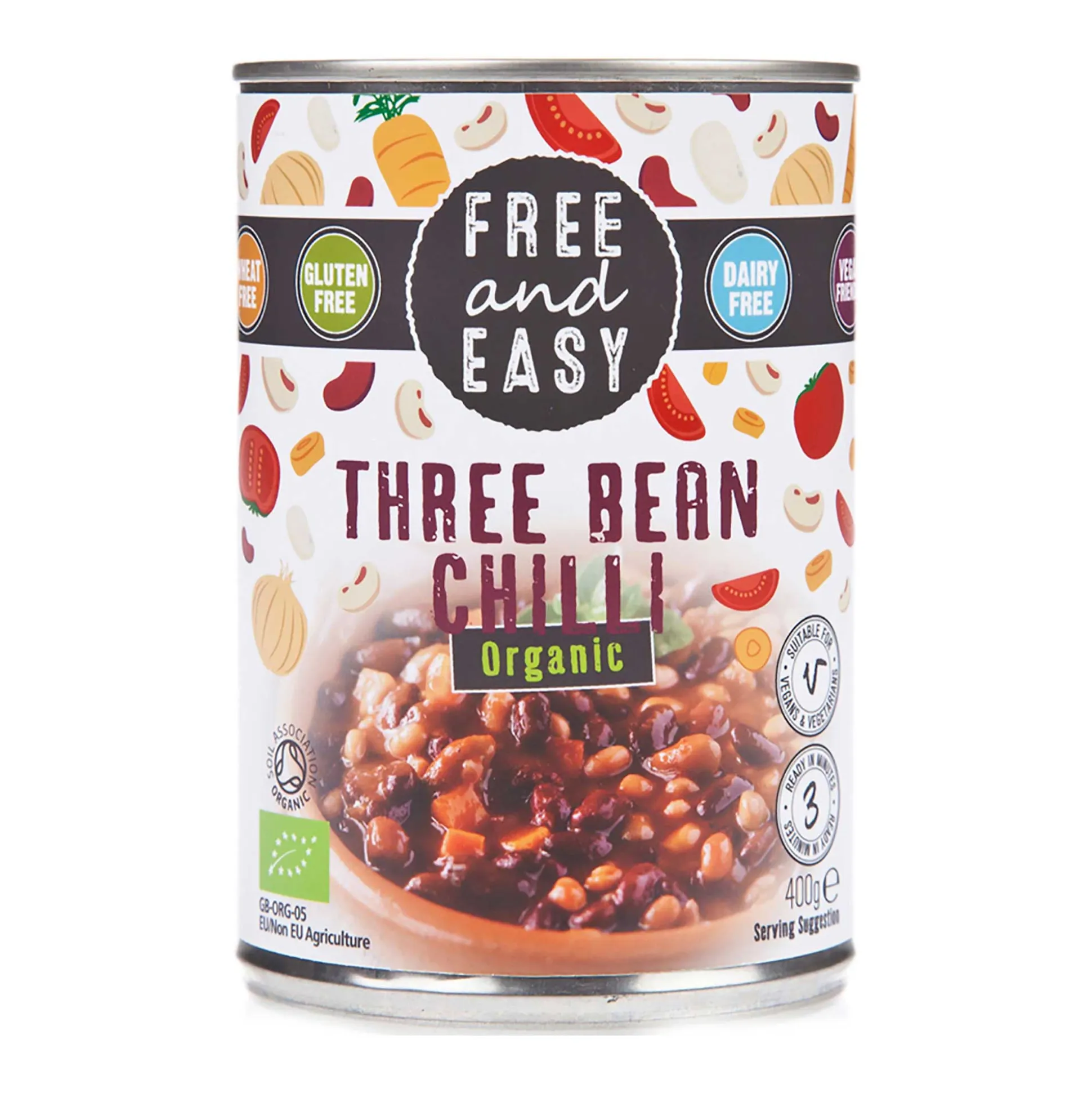 Free & Easy Three Bean Chilli Ready Meal 400g