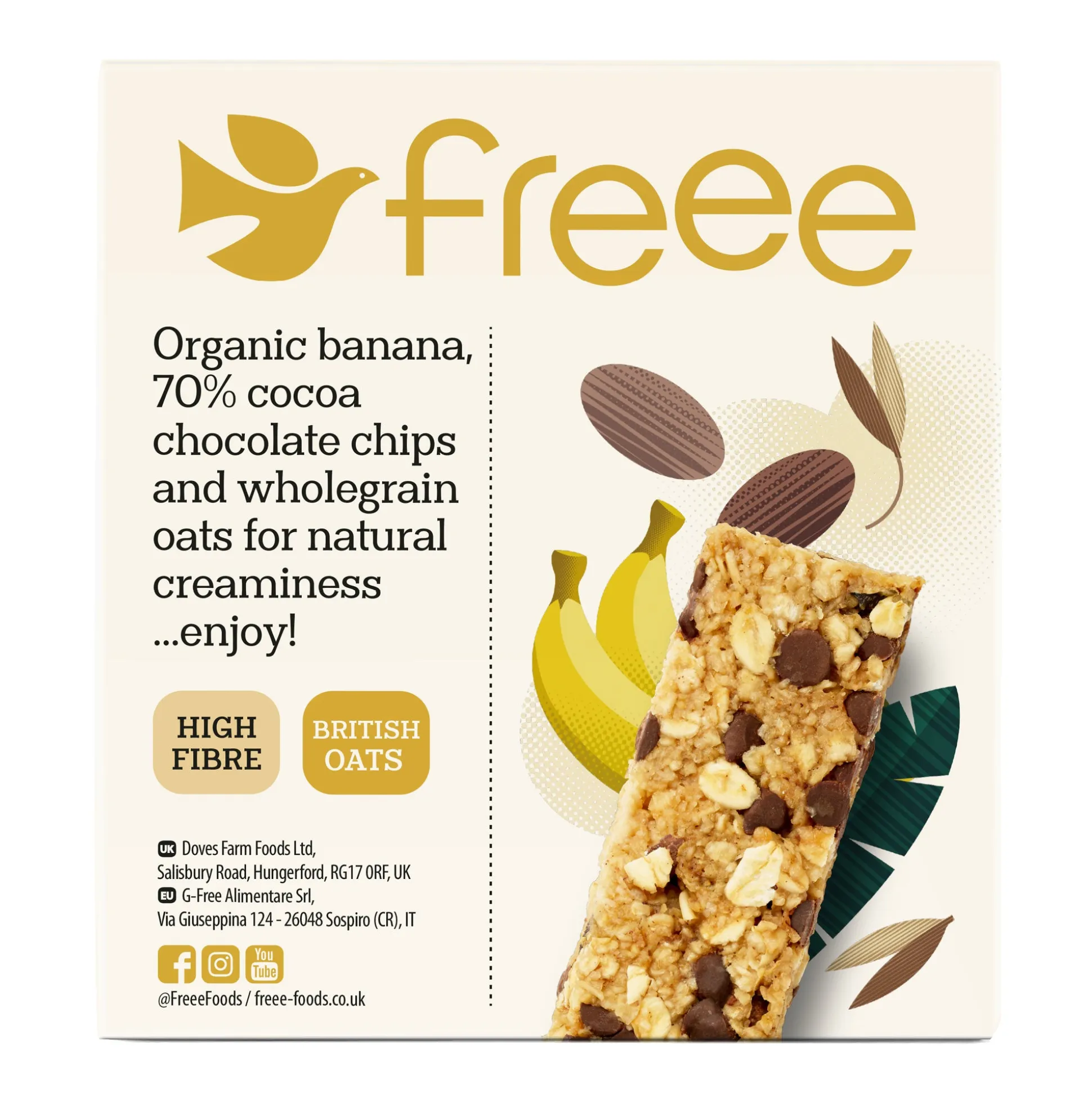 Freee Banana & Chocolate Oat Bar 4x35g