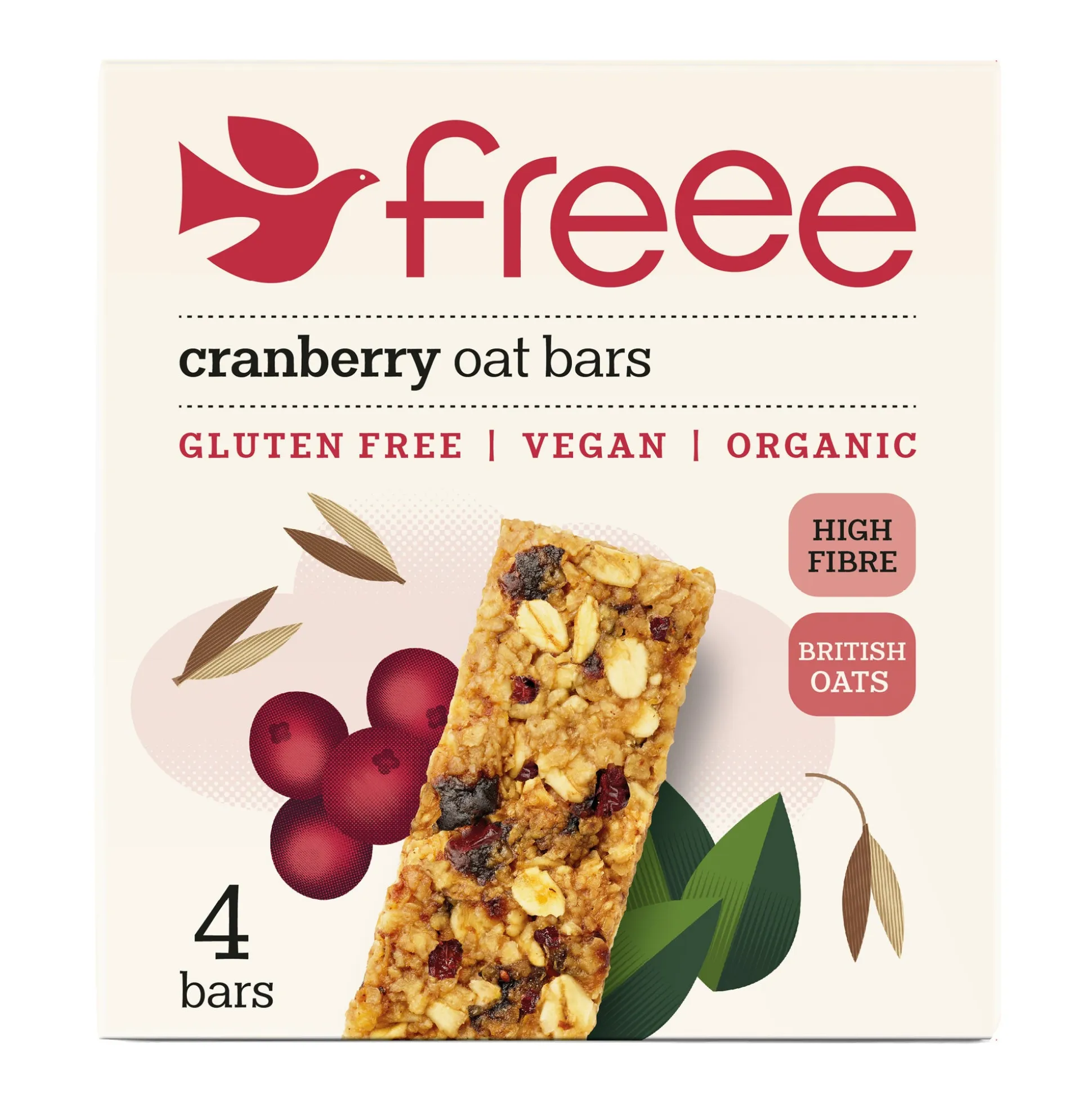 Freee Cranberry Oat Bar 4x35g