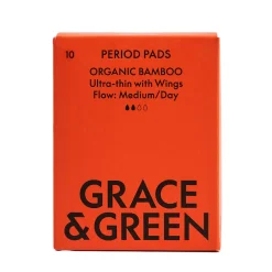 Grace & Green Organic Bamboo Period Pads - Medium 10 pads