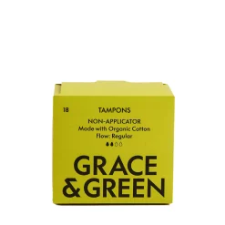 Grace & Green Organic Cotton Non-applicator Tampons - Regular 18 tampons