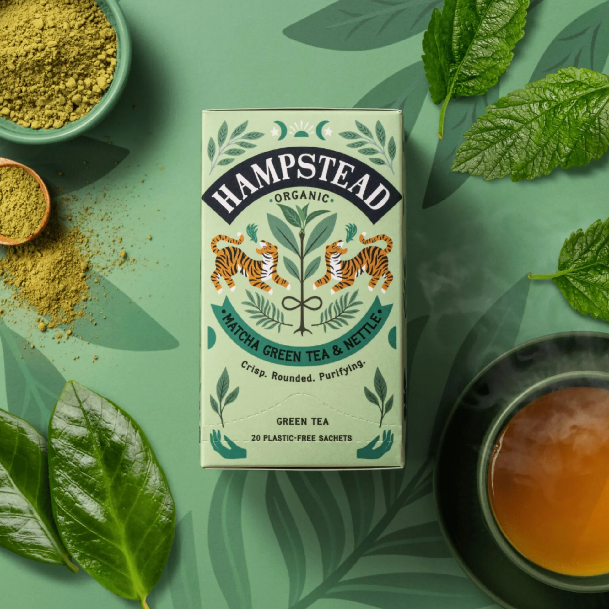 Hampstead Organic Matcha Green Tea and Nettle Tea Bags 20 bags