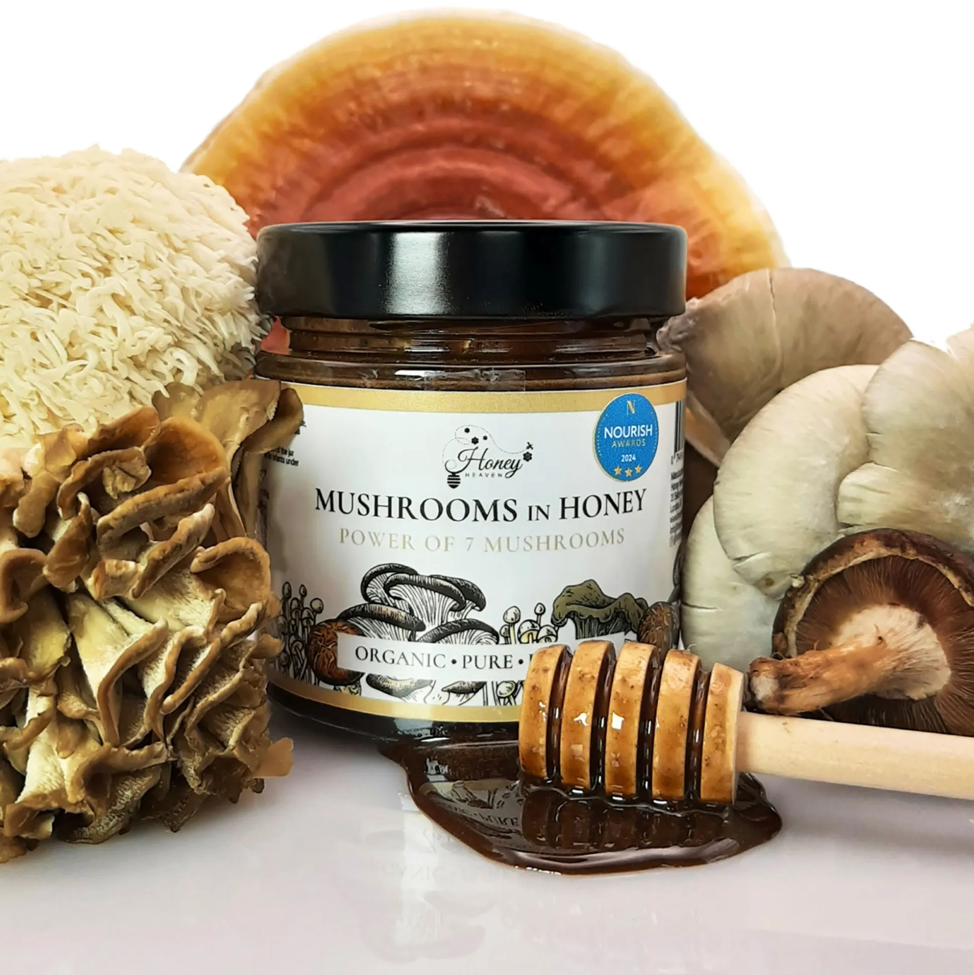 Honey Heaven Organic Mushrooms in Honey 300g