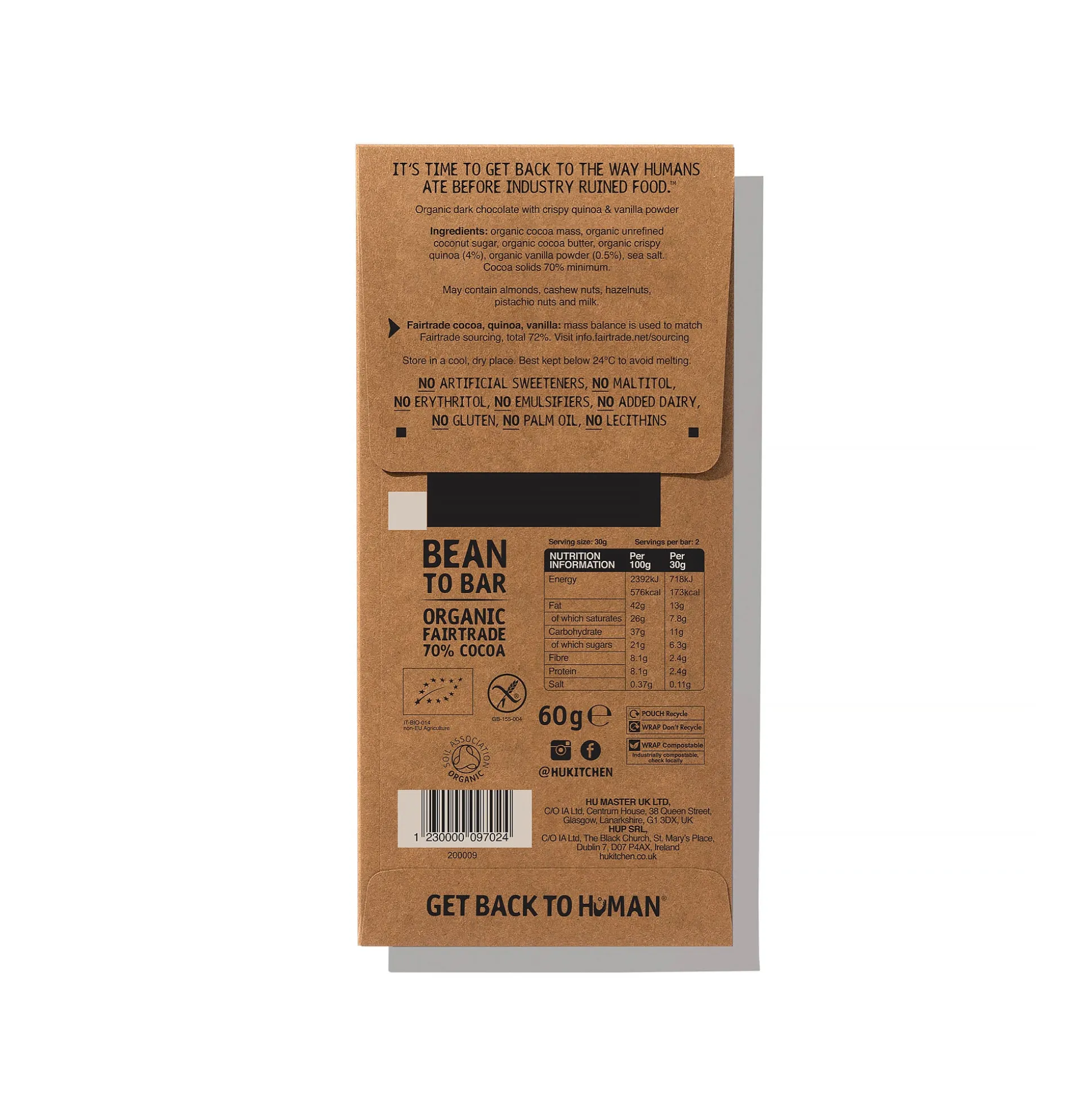 Hu Vanilla Crunch Dark Chocolate Bar 60g