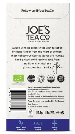 Joe's Tea Co. Ever-So-English Breakfast 15x Biodegradeable Pyramid Bags 15 bags