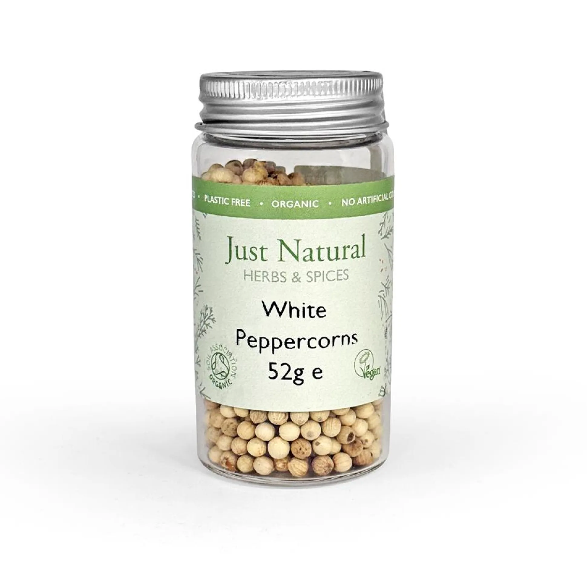 Just Natural Herbs Organic White Peppercorns 52g