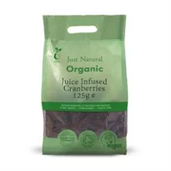 Just Natural Juice Infused Cranberries 125g