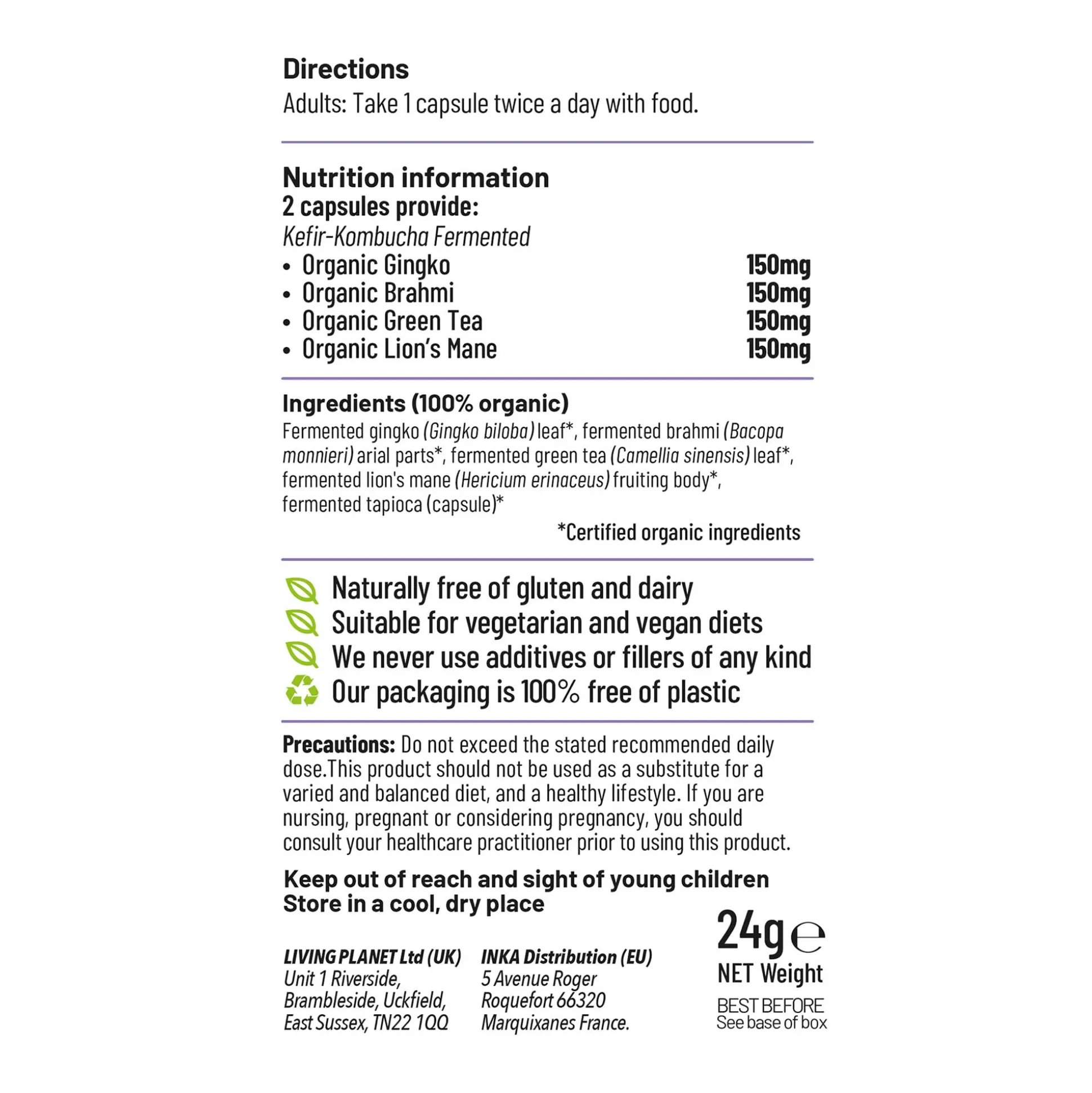 Living Nutrition Fermented Natural Nootropic 60 Caps