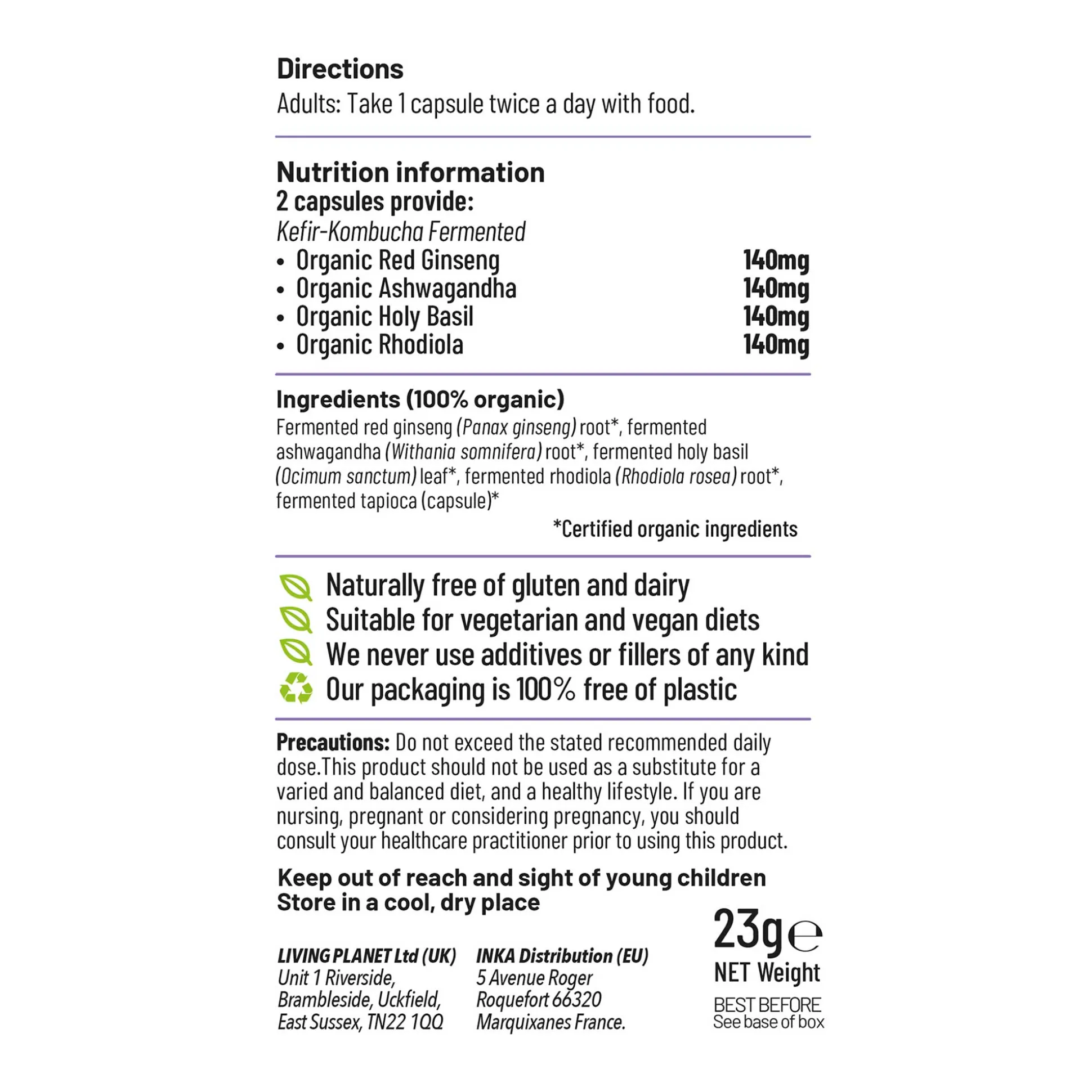 Living Nutrition Fermented True Adaptogens 60 Caps