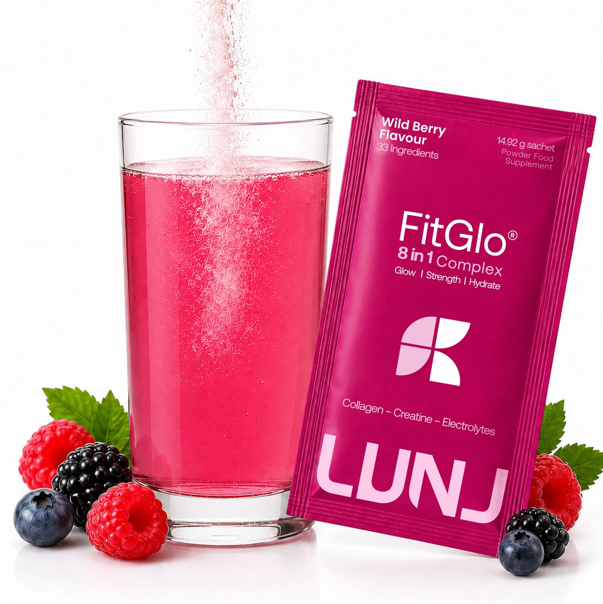 LUNJ FitGlo 8 in 1 Daily Complex Wild Berry Single Sachet 1 Sachet