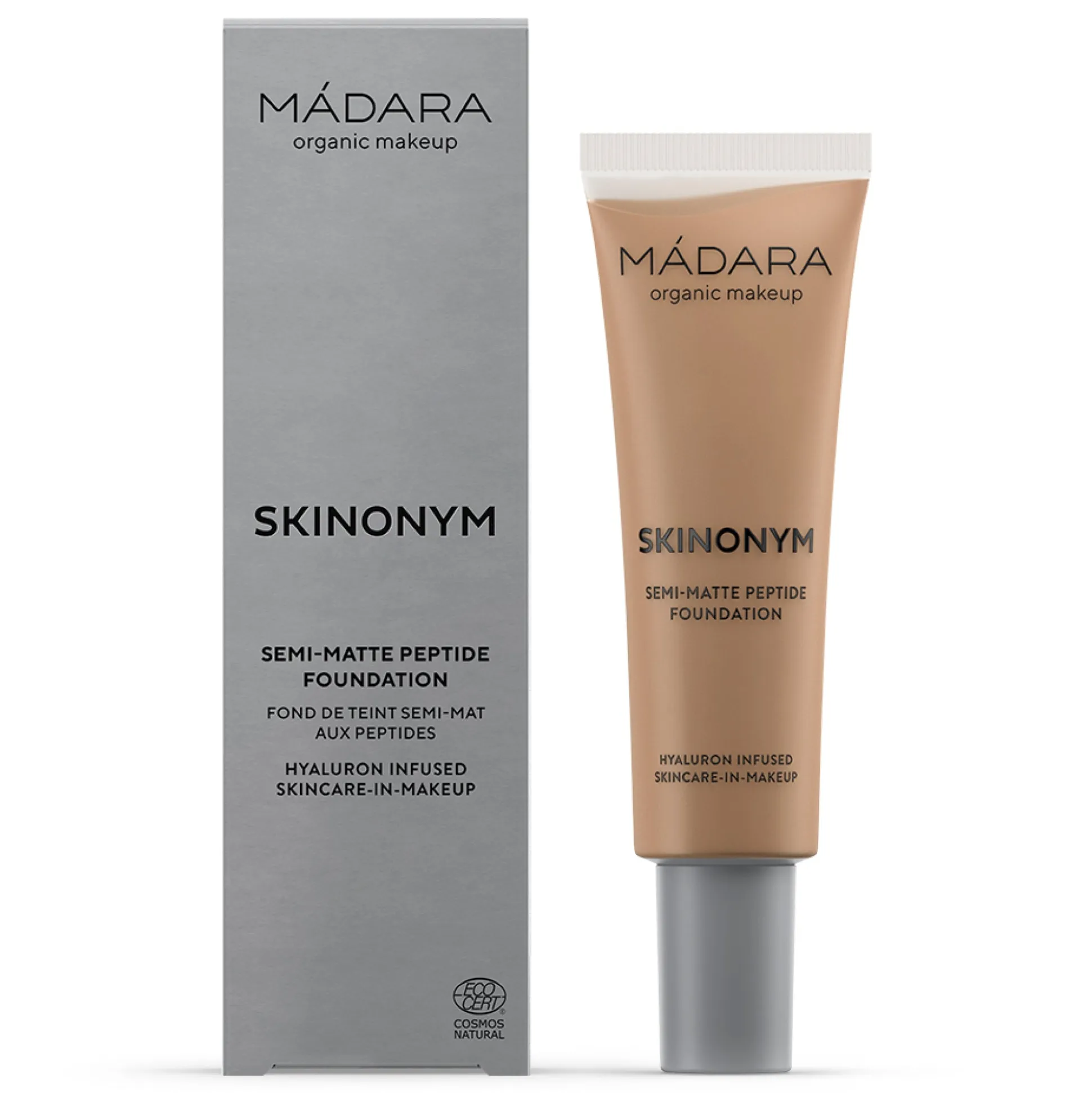 MADARA SKINONYM Semi-Matte Peptide Foundation, #65 WARM TAN 30ml