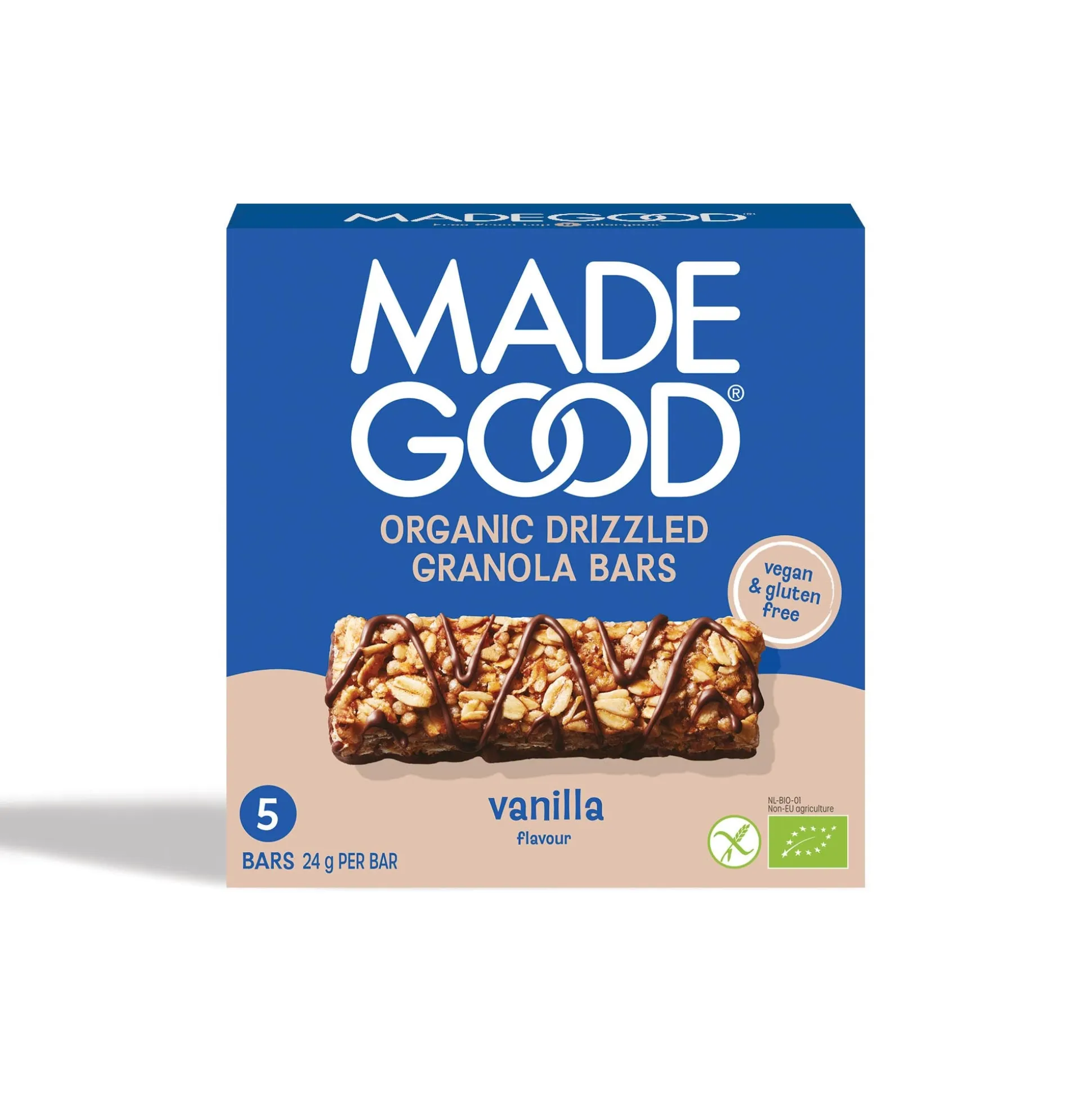 MadeGood Granola Bar, Chocolate Drizzled Vanilla 5x24g
