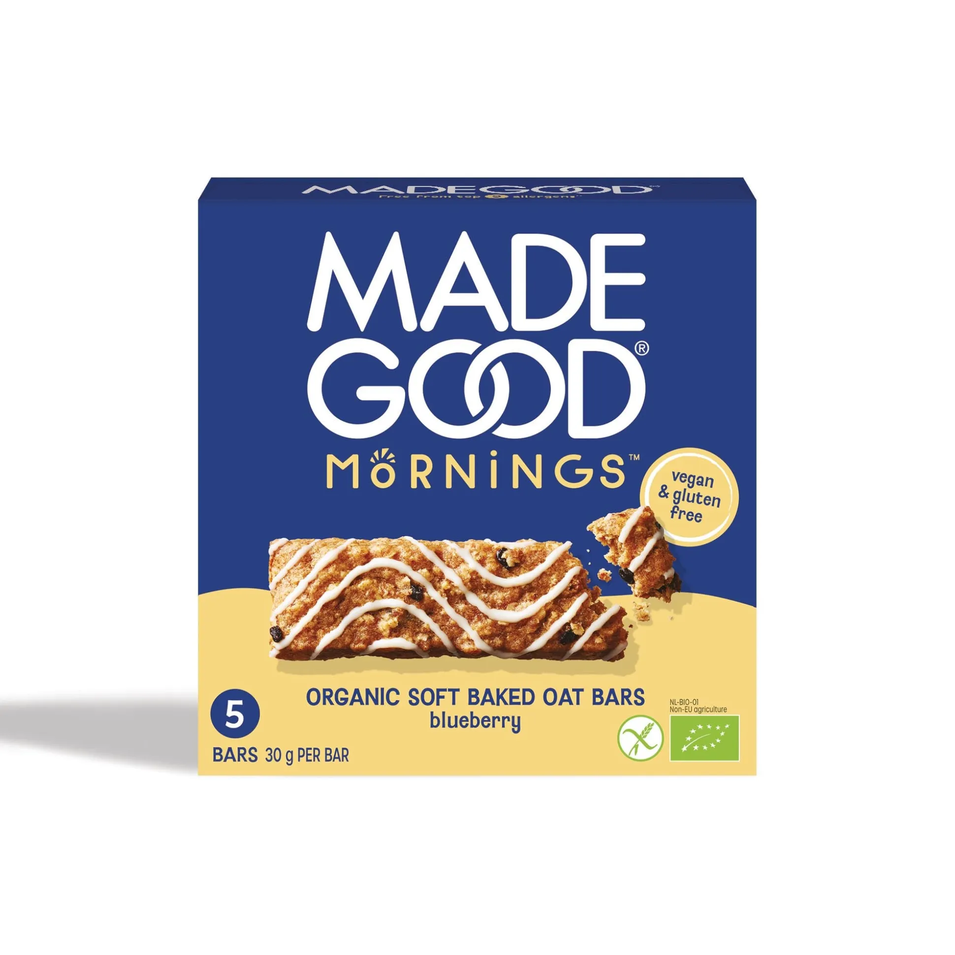 MadeGood Morning Bars, Blueberry 5x30g