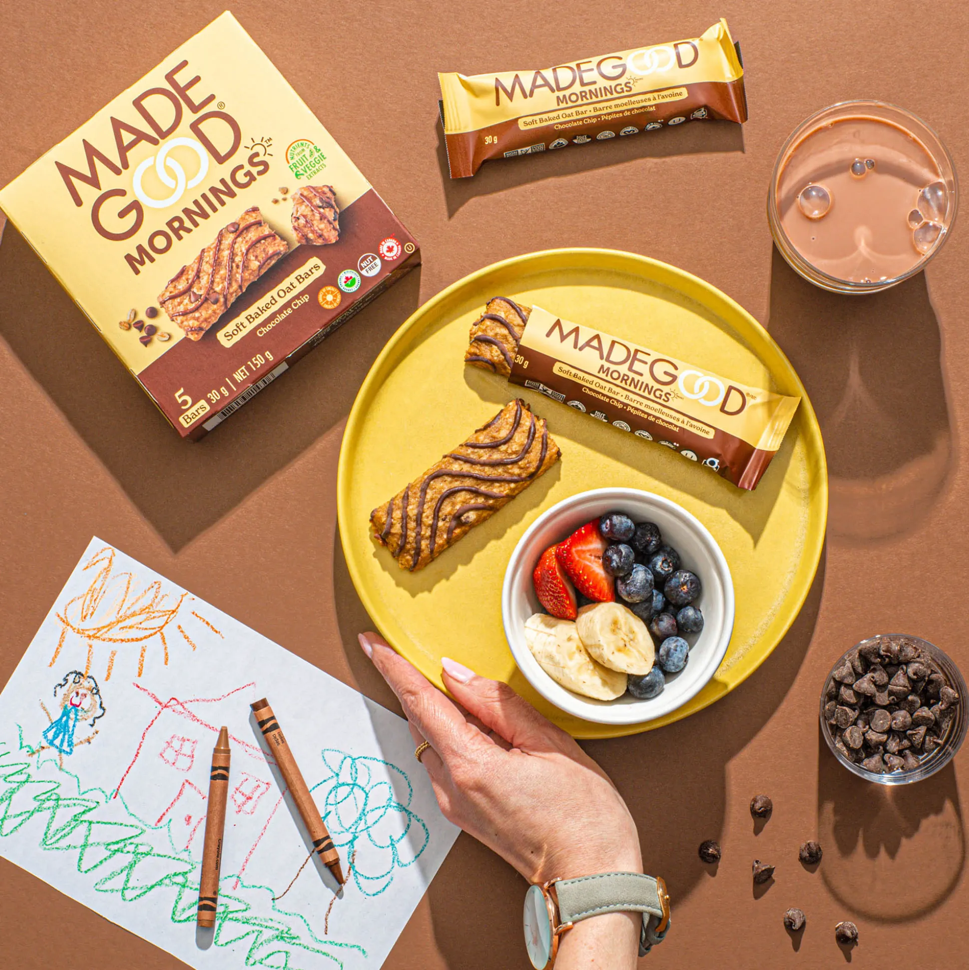 MadeGood Morning Bars, Chocolate Chip 5x30g