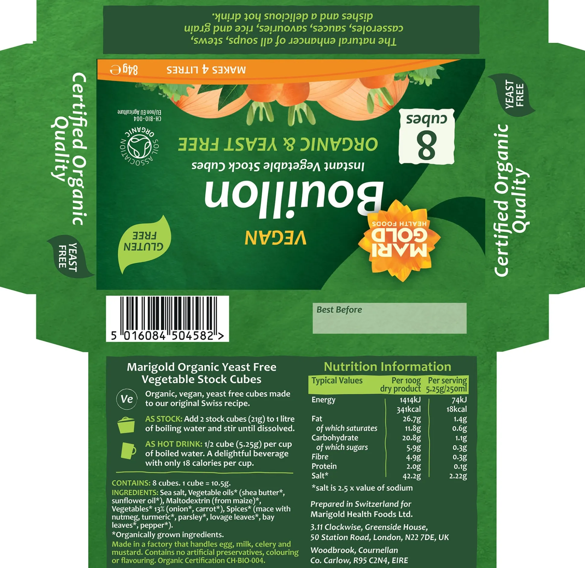 Marigold Organic Bouillon Yeast Free 8 cubes